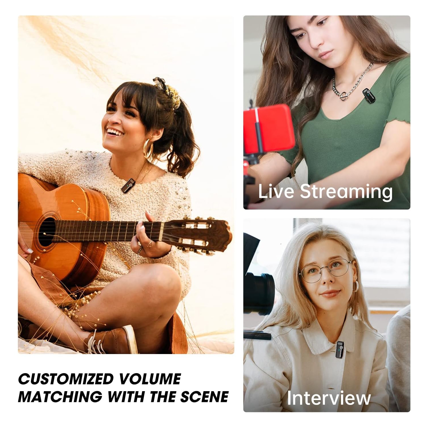 Hollyland Lark M1 2.4GHz Wireless Lavalier Microphone System, 650ft Range Noise Cancellation Dual-Channel, 2TX+1RX+Charging Case - Open Box