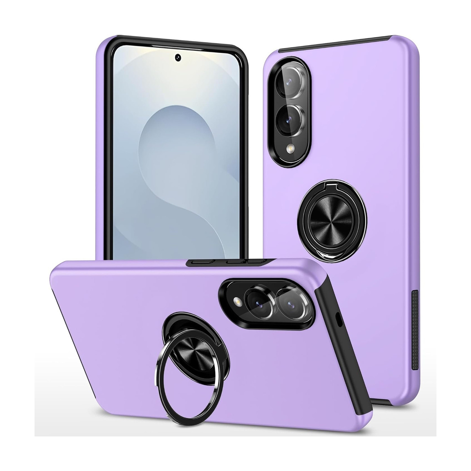 [CS] Étui magnétique hybride à anneau invisible pour Samsung Galaxy S25 Edge, violet