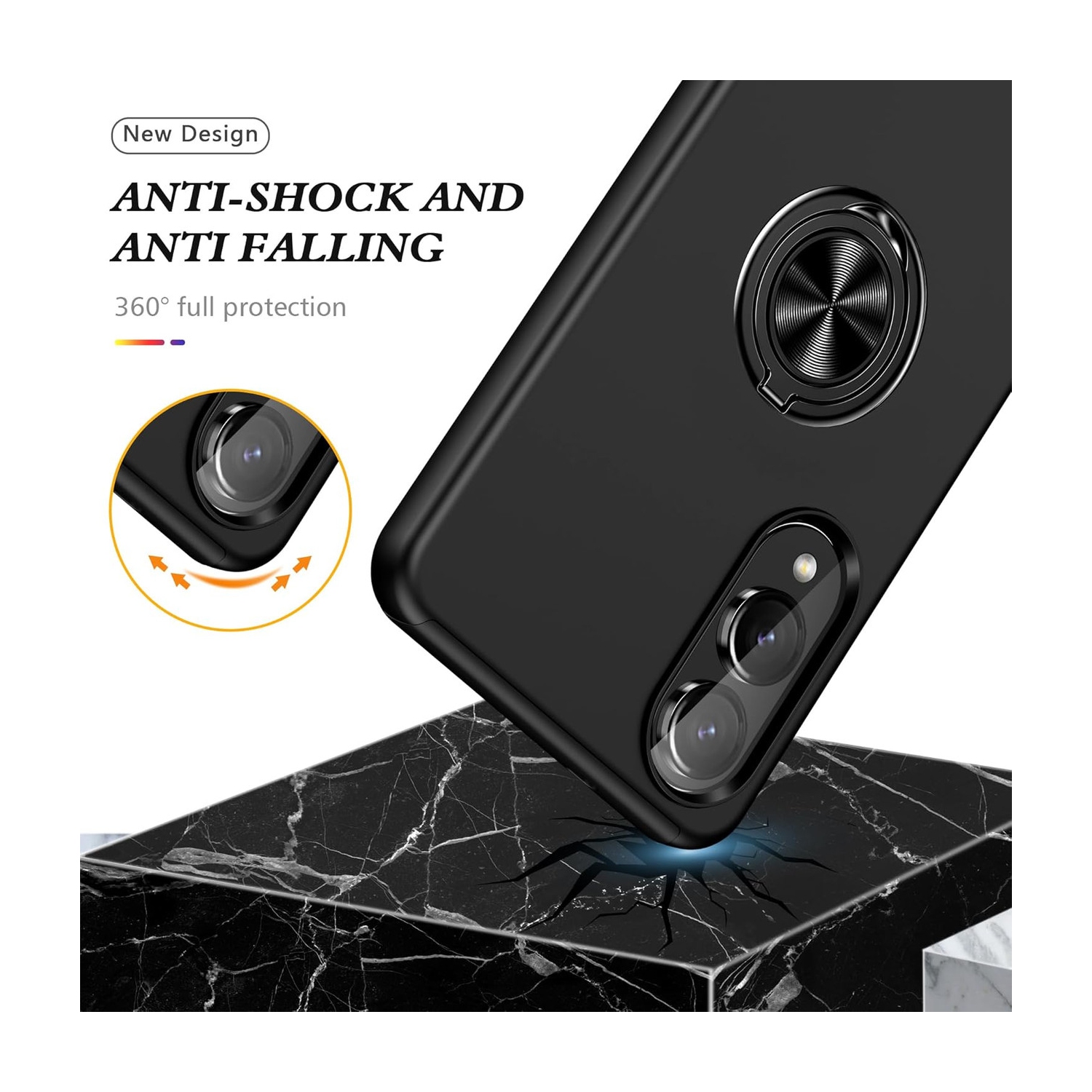 [CS] Étui magnétique hybride à anneau invisible pour Samsung Galaxy S25 Edge, violet