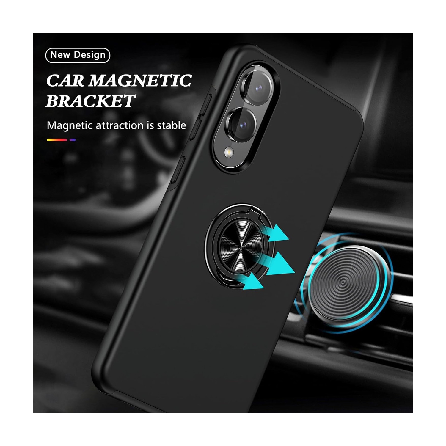 [CS] Étui magnétique hybride à anneau invisible pour Samsung Galaxy S25 Edge, violet