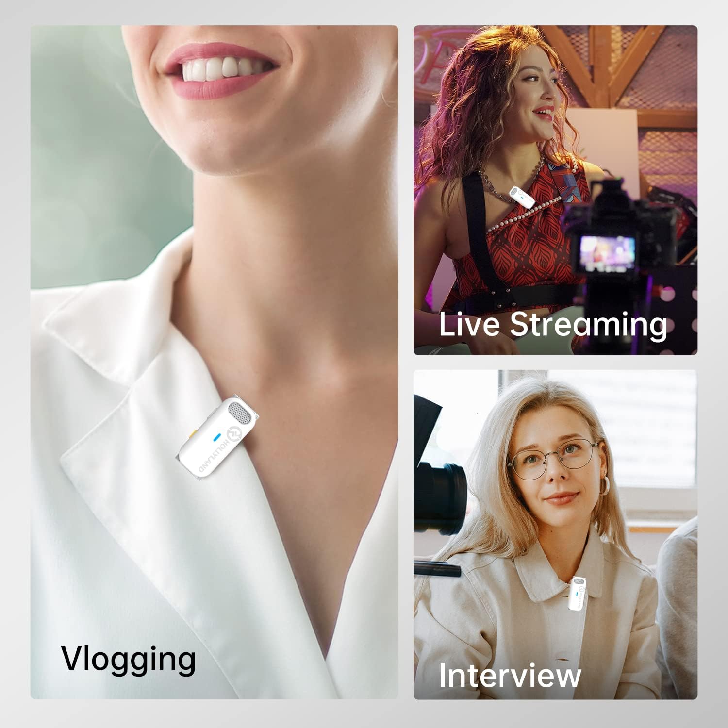 Hollyland Lark M1 Wireless Lavalier Microphone Active Noise Cancellation, 200m Range, 8H Battery Life, Portable Ultramini, Wireless Microphone , USB