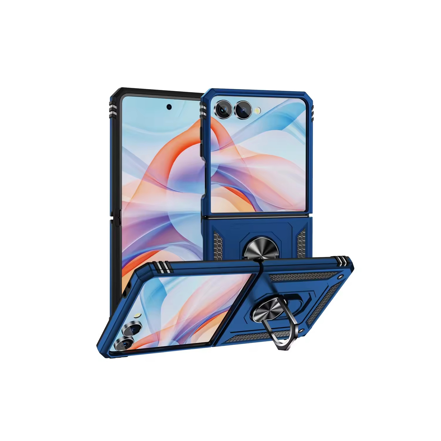 [CS] Étui rigide magnétique hybride avec béquille pour Samsung Galaxy Z Flip 7, bleu marine