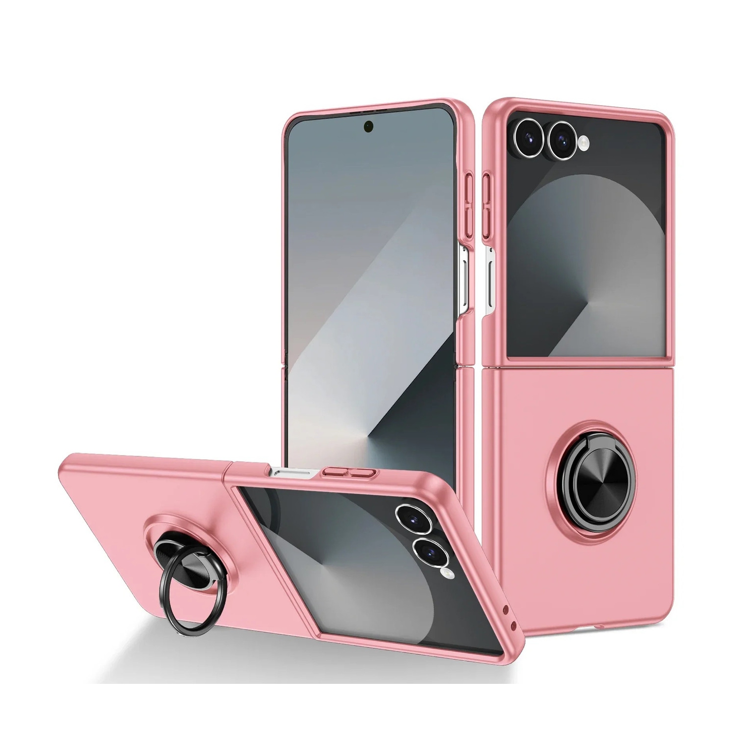 [CS] Hybrid Magnetic Kickstand Invisible Ring Case Cover for Samsung Galaxy Z Flip 7, Rose Gold