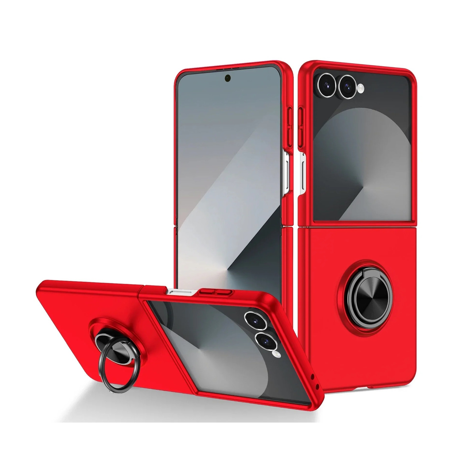 [CS] Étui magnétique hybride avec anneau invisible pour Samsung Galaxy Z Flip 7, rouge