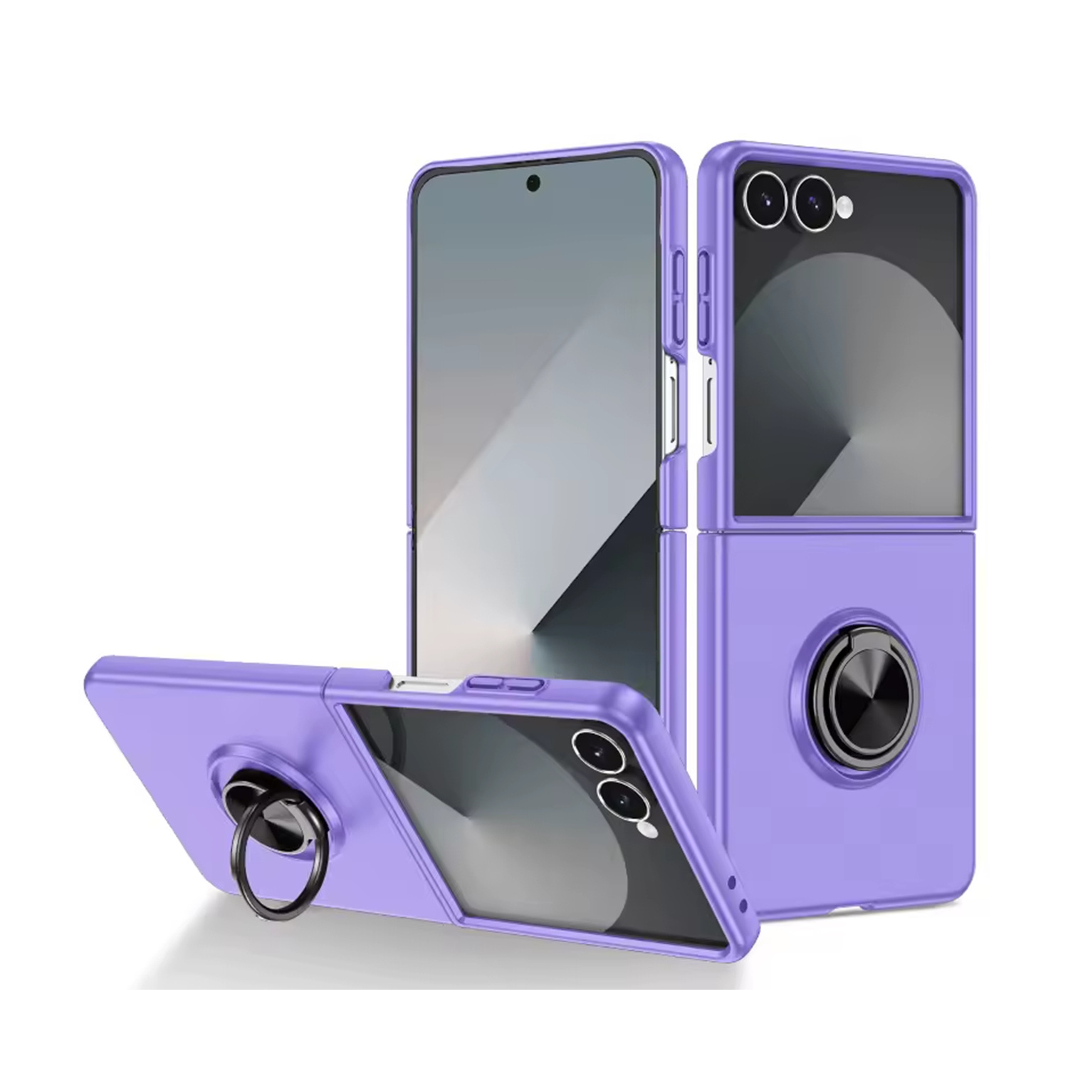[CS] Hybrid Magnetic Kickstand Invisible Ring Case Cover for Samsung Galaxy Z Flip 7, Purple