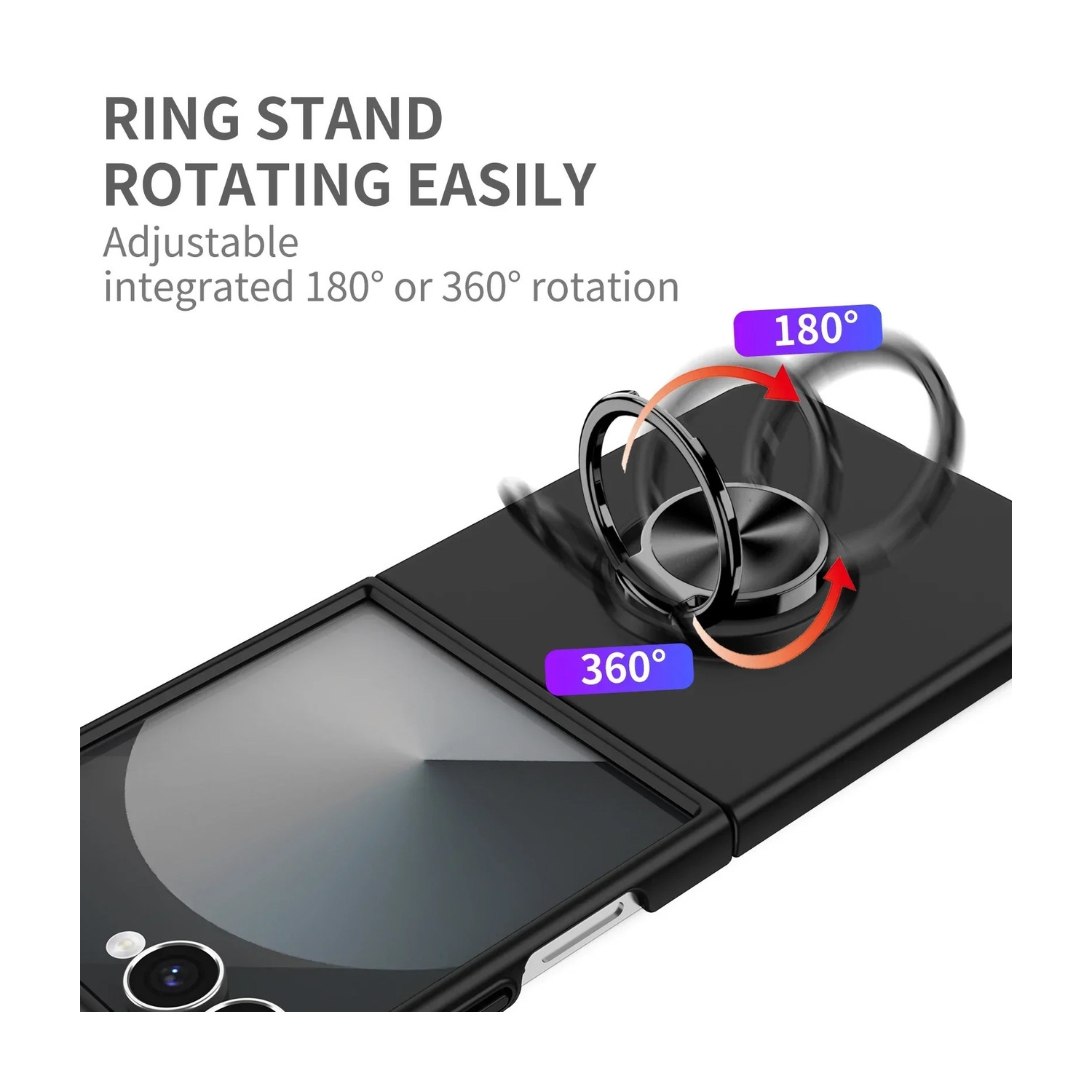 [CS] Hybrid Magnetic Kickstand Invisible Ring Case Cover for Samsung Galaxy Z Flip 7, Purple