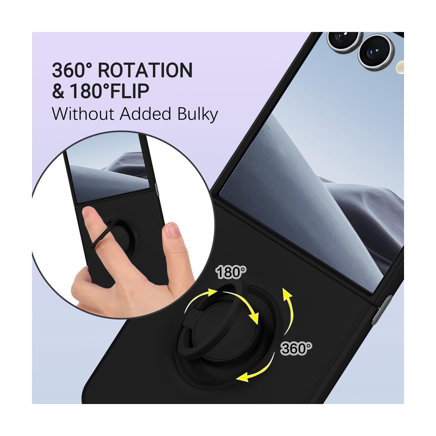 [CS] Hybrid Magnetic Kickstand Invisible Ring Case Cover for Samsung Galaxy Z Flip 7, Midnight Green