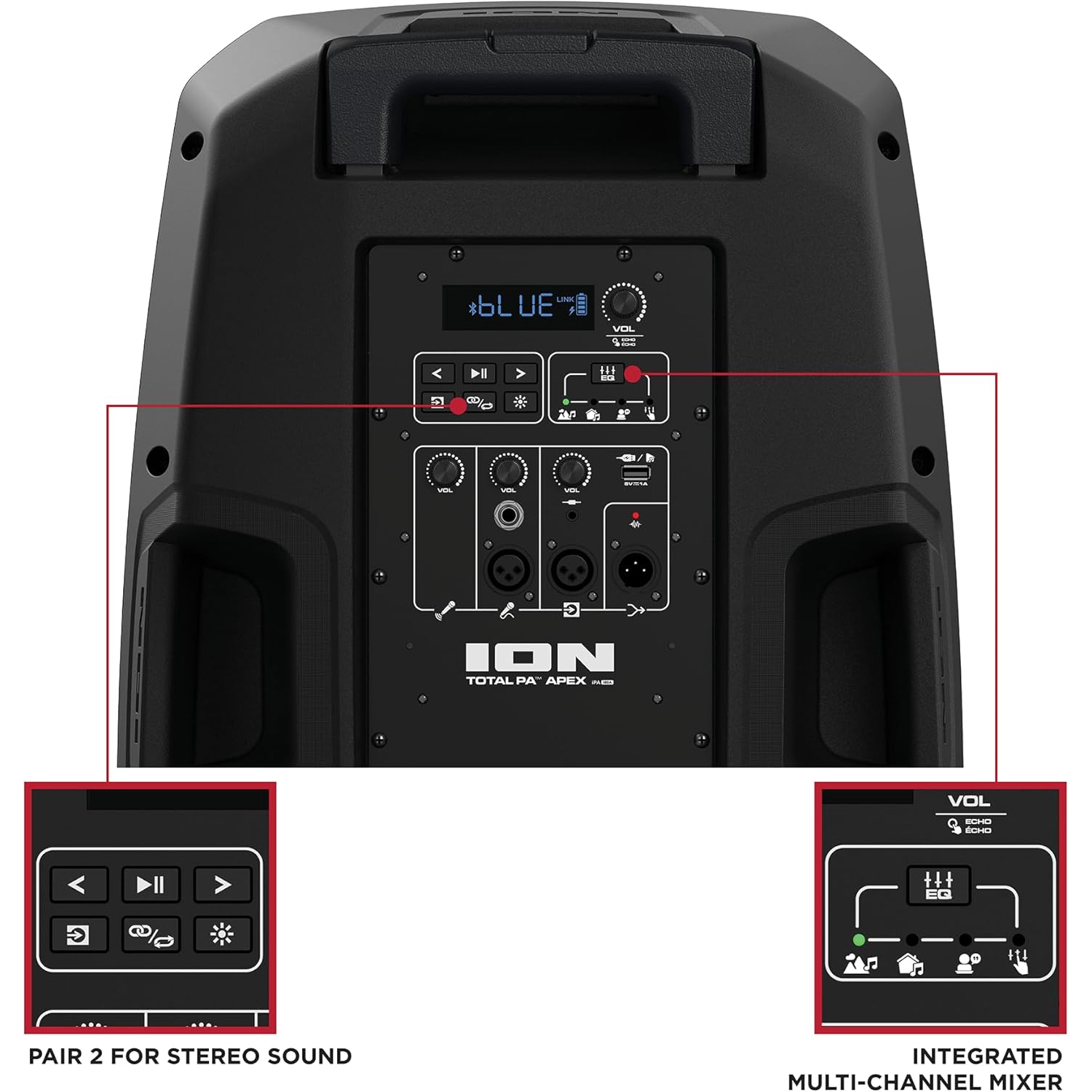 Refurbished - ION Audio Total PA APEX Battery-Powered Wireless High-Power PA System with Wireless Microphone