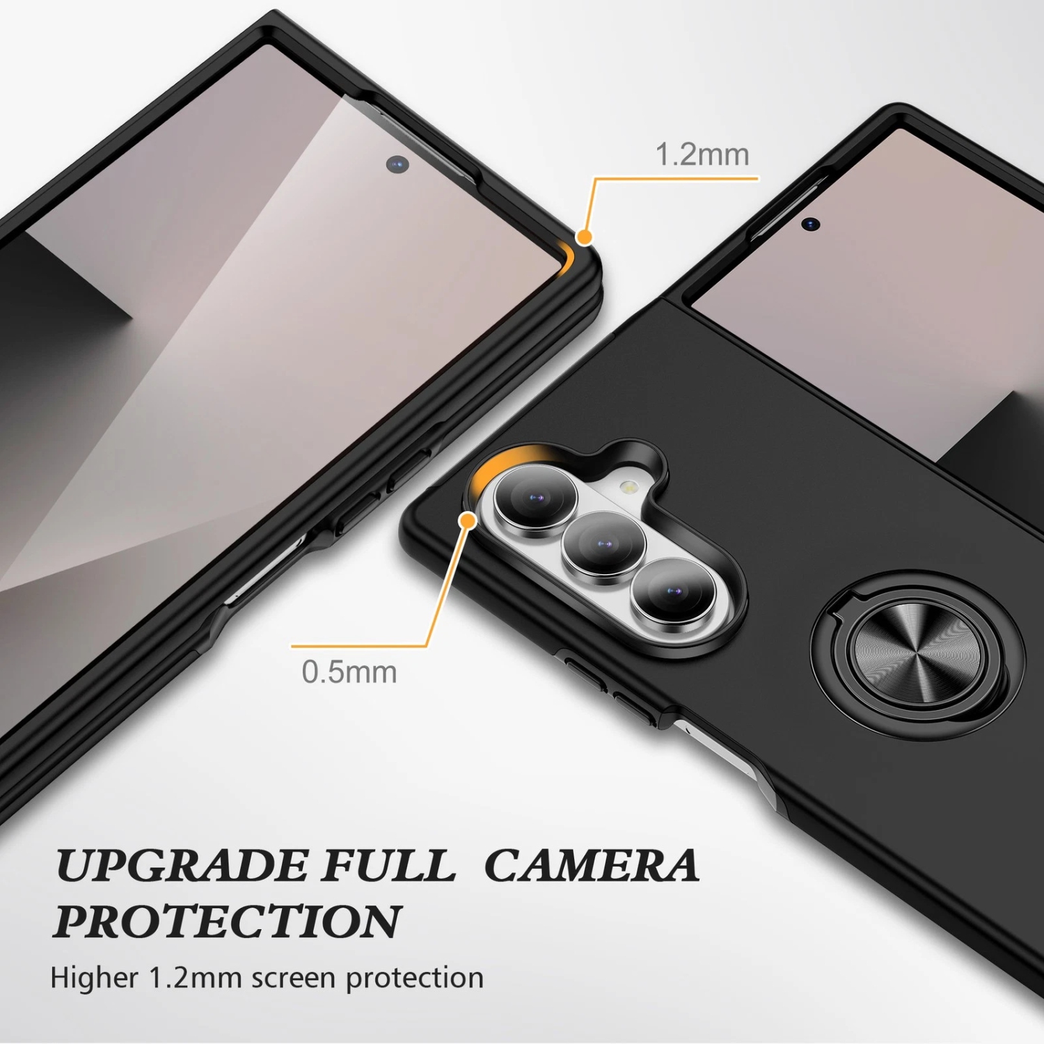 [CS] Hybrid Magnetic Kickstand Invisible Ring Case Cover for Samsung Galaxy Z Fold 7, Black