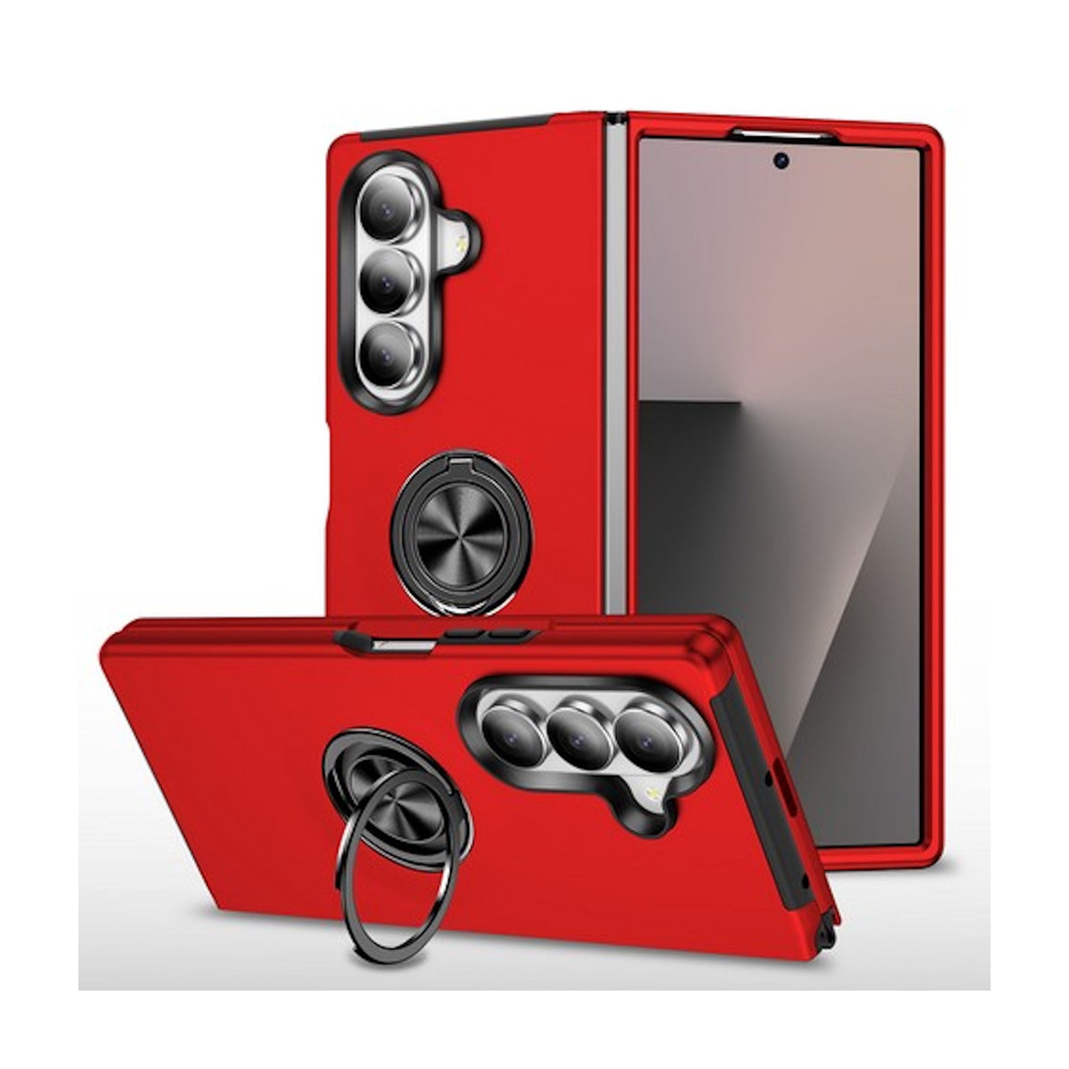 [CS] Étui magnétique hybride à anneau invisible pour Samsung Galaxy Z Fold 7, rouge