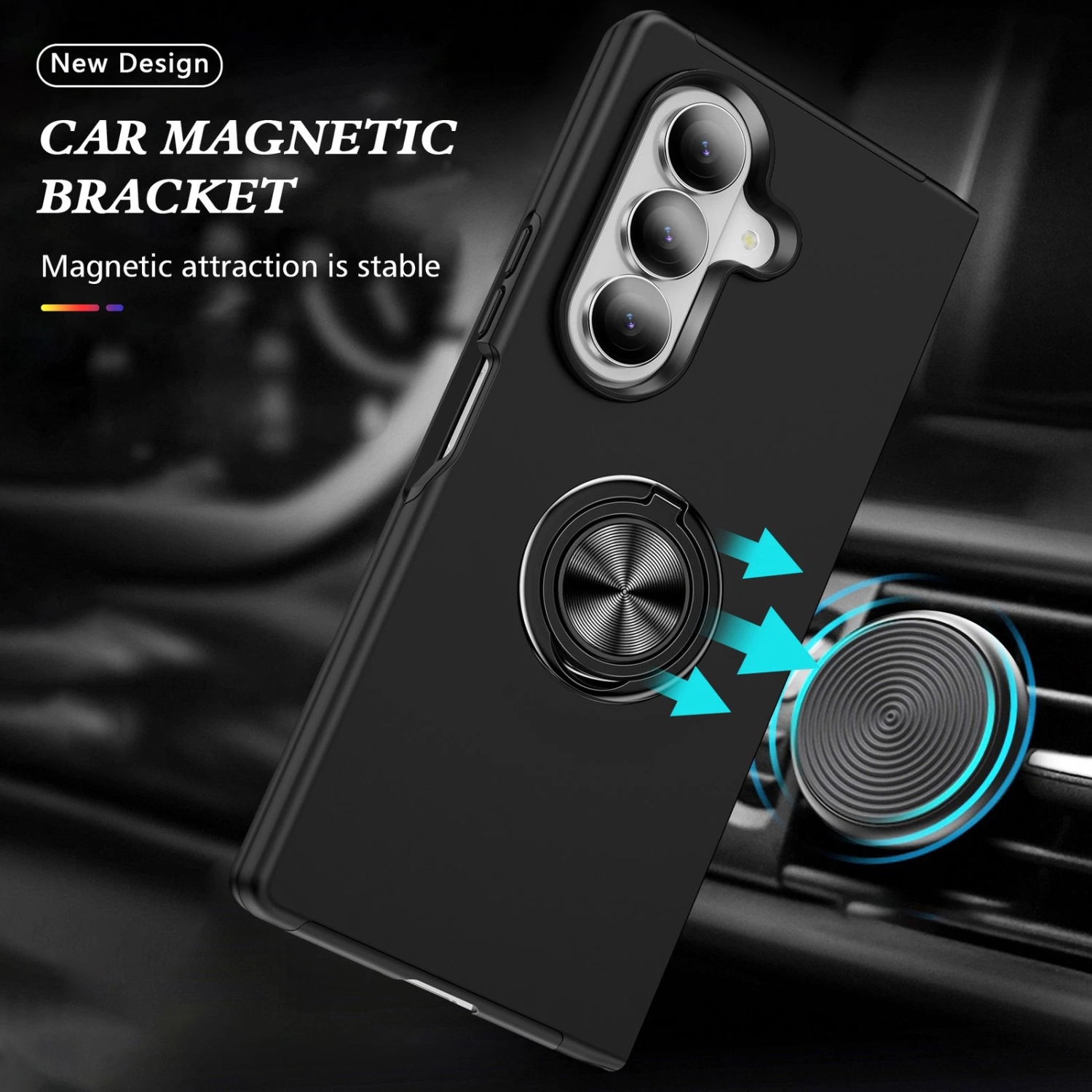 [CS] Étui magnétique hybride à anneau invisible pour Samsung Galaxy Z Fold 7, rouge