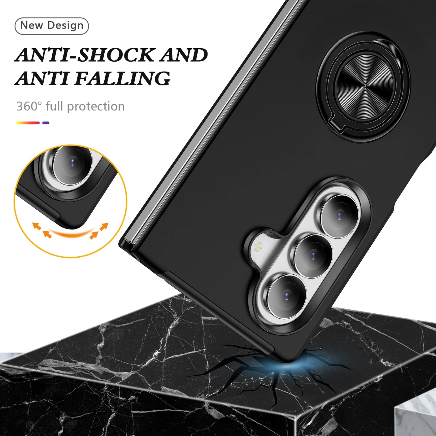 [CS] Étui magnétique hybride à anneau invisible pour Samsung Galaxy Z Fold 7, rouge