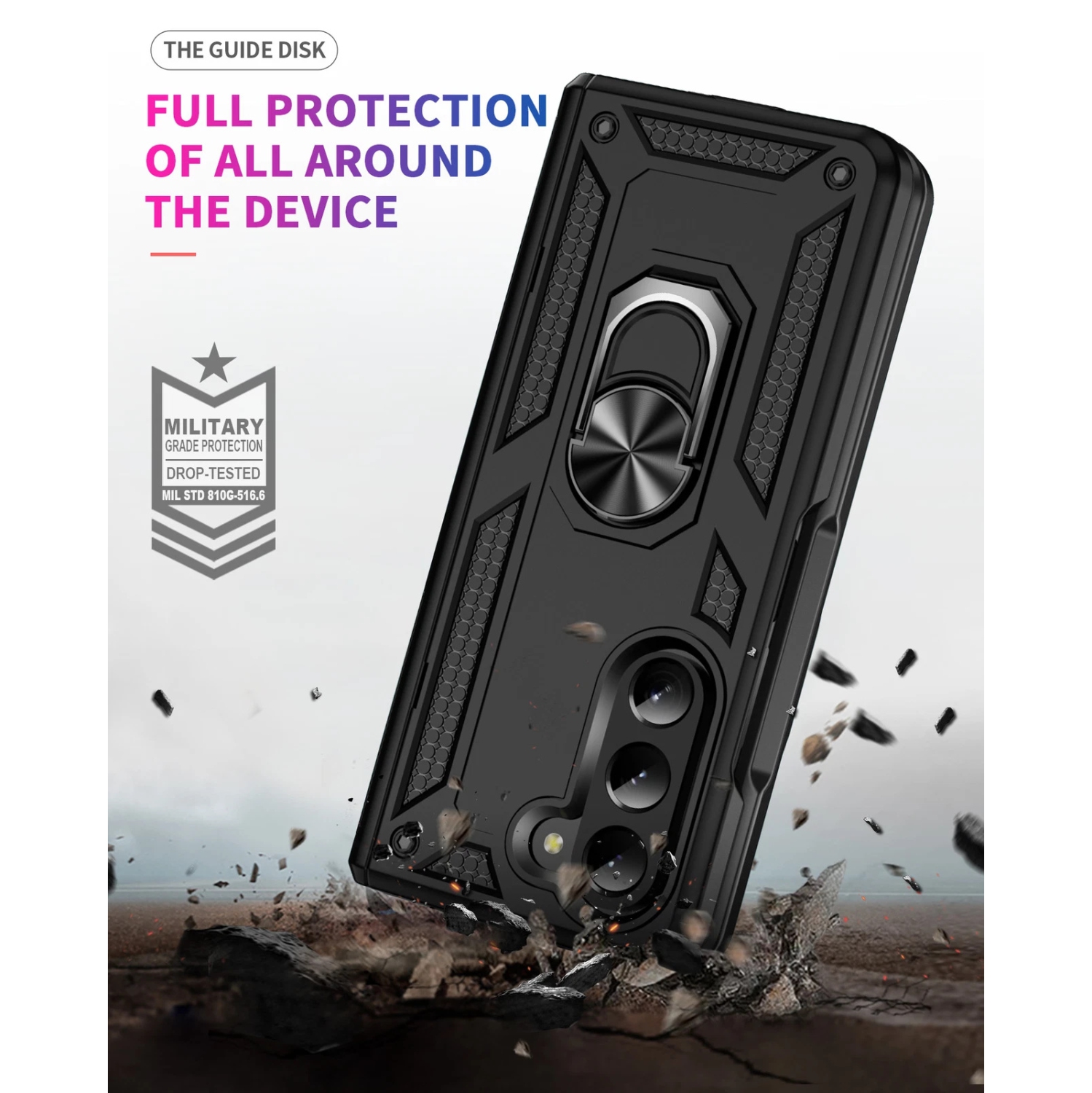 [CS] Hybrid Magnetic Hard Kickstand Case Cover with Ring Holder for Samsung Galaxy Z Fold 7, Navy