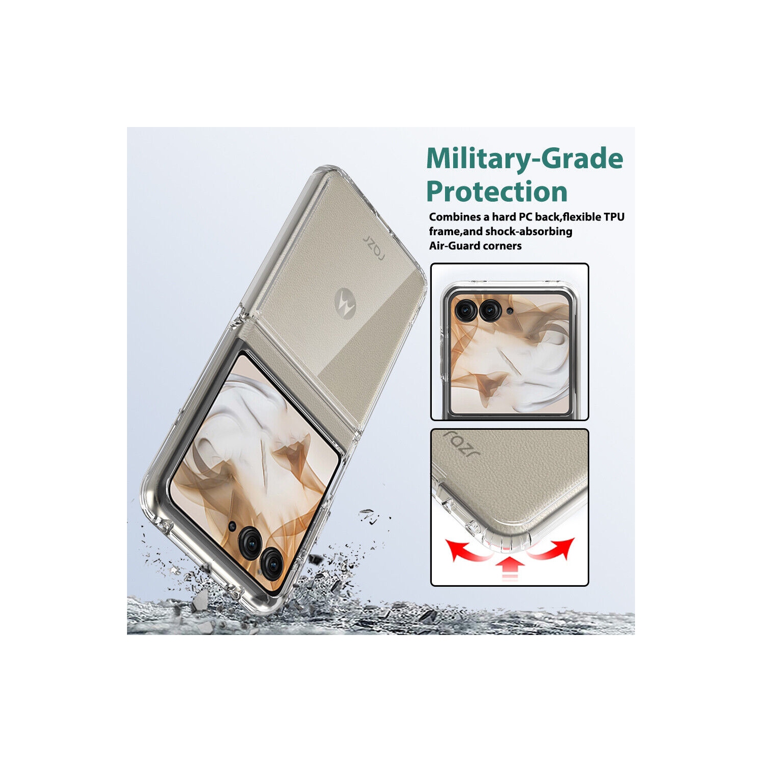 [CS] Étui mince en polycarbonate rigide TPU pour Motorola Moto Razr 2024 2025, transparent