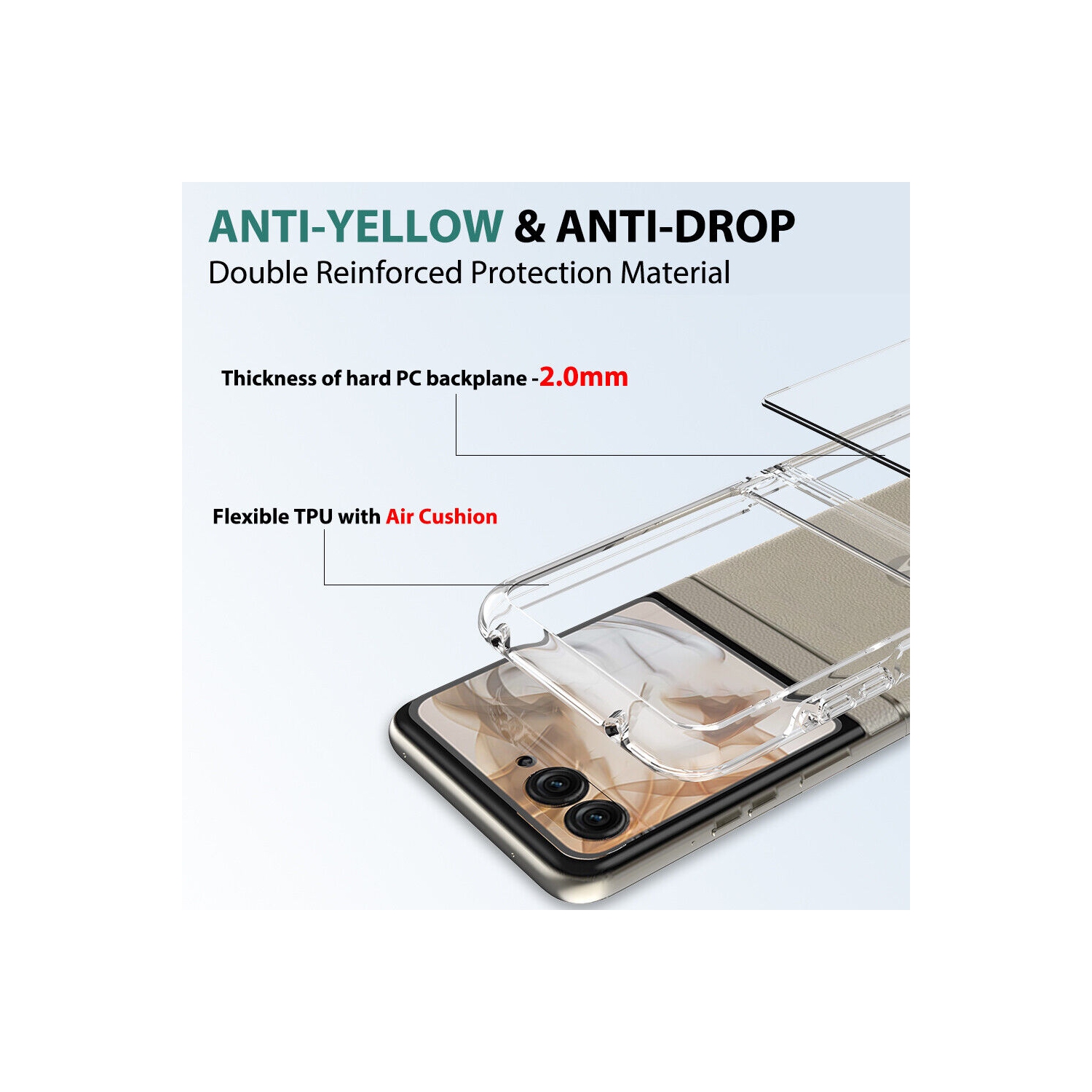 [CS] Étui mince en polycarbonate rigide TPU pour Motorola Moto Razr 2024 2025, transparent