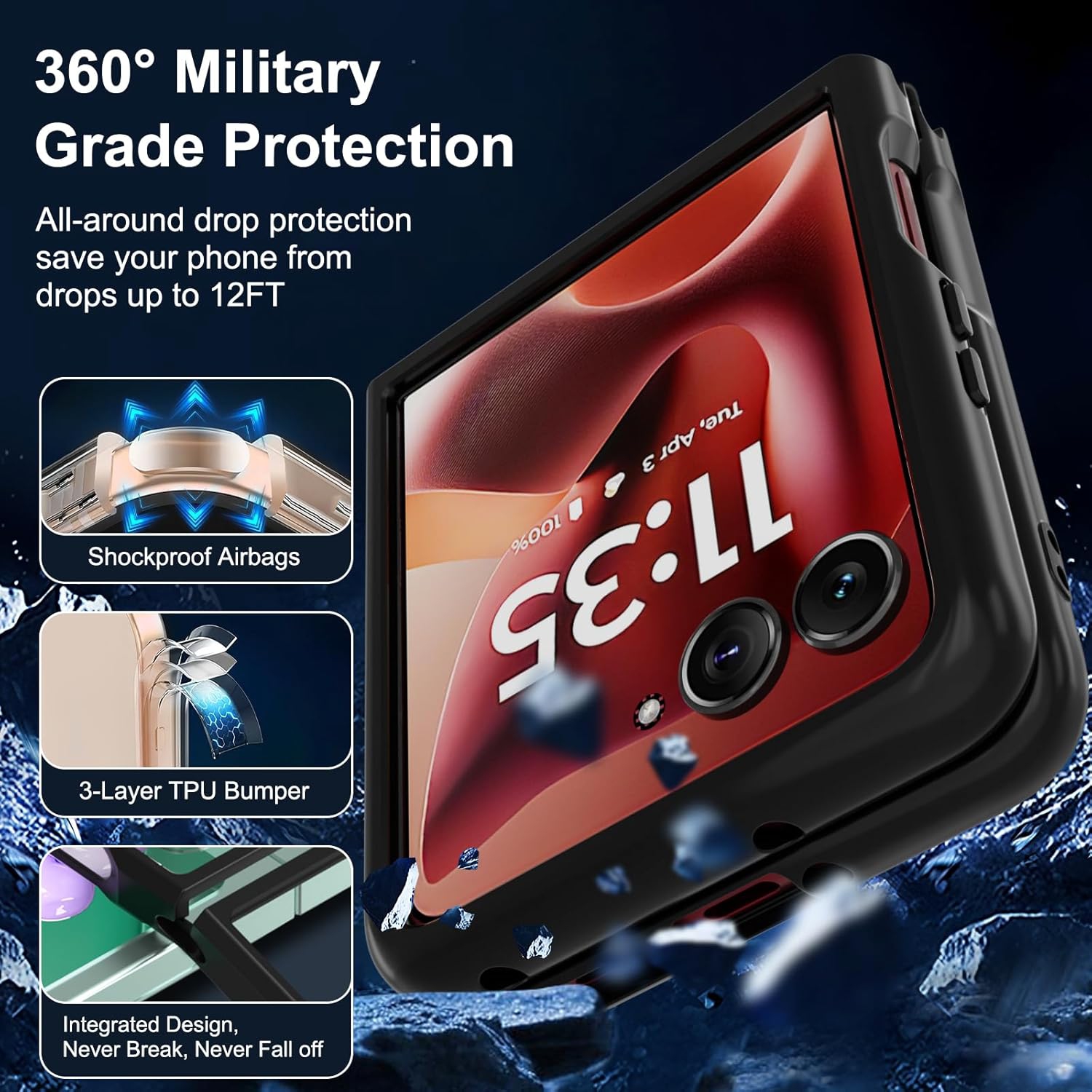 [CS] Thin Hard PC TPU Back Cover Case for Motorola Moto Razr Ultra 2025, Black