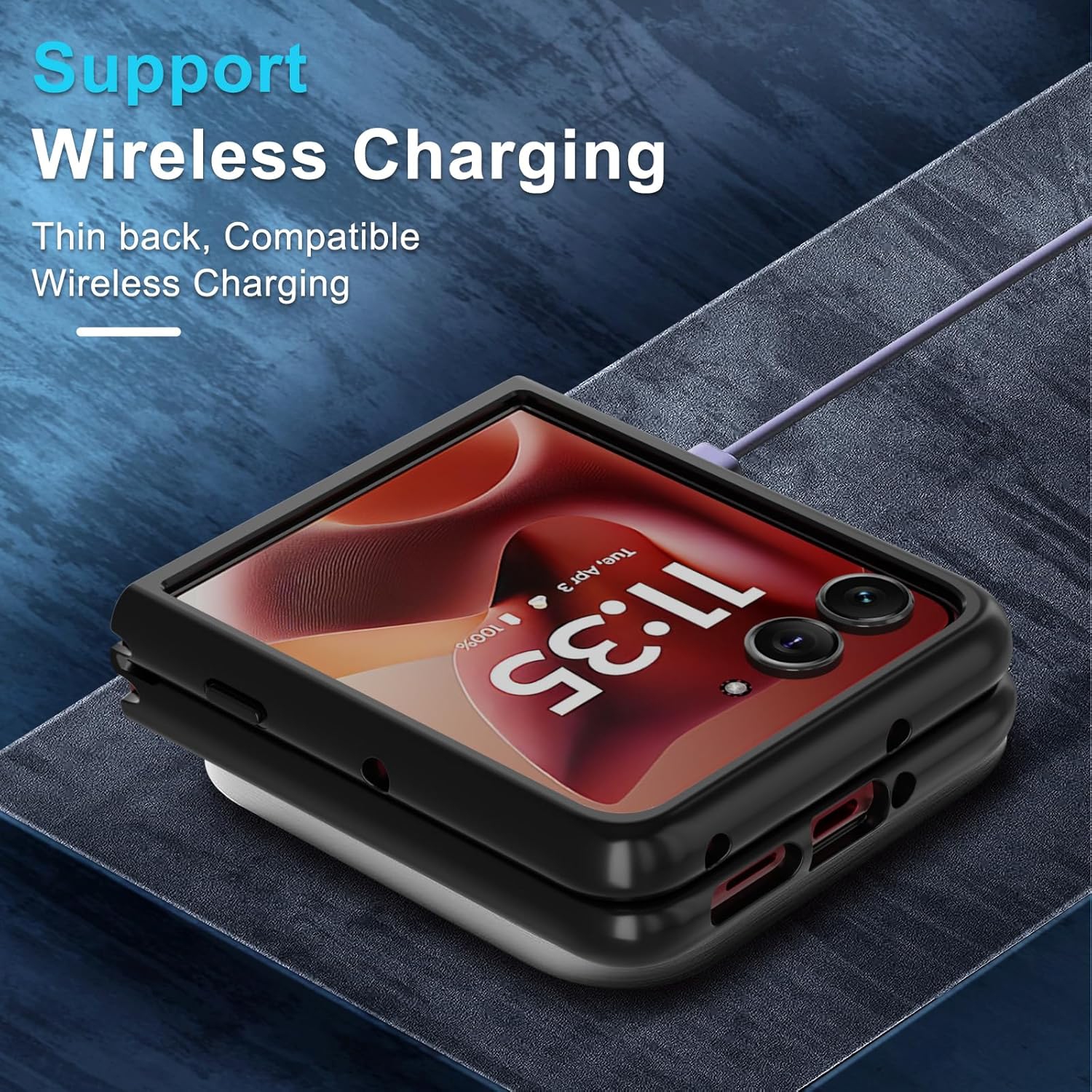 [CS] Thin Hard PC TPU Back Cover Case for Motorola Moto Razr Ultra 2025, Black