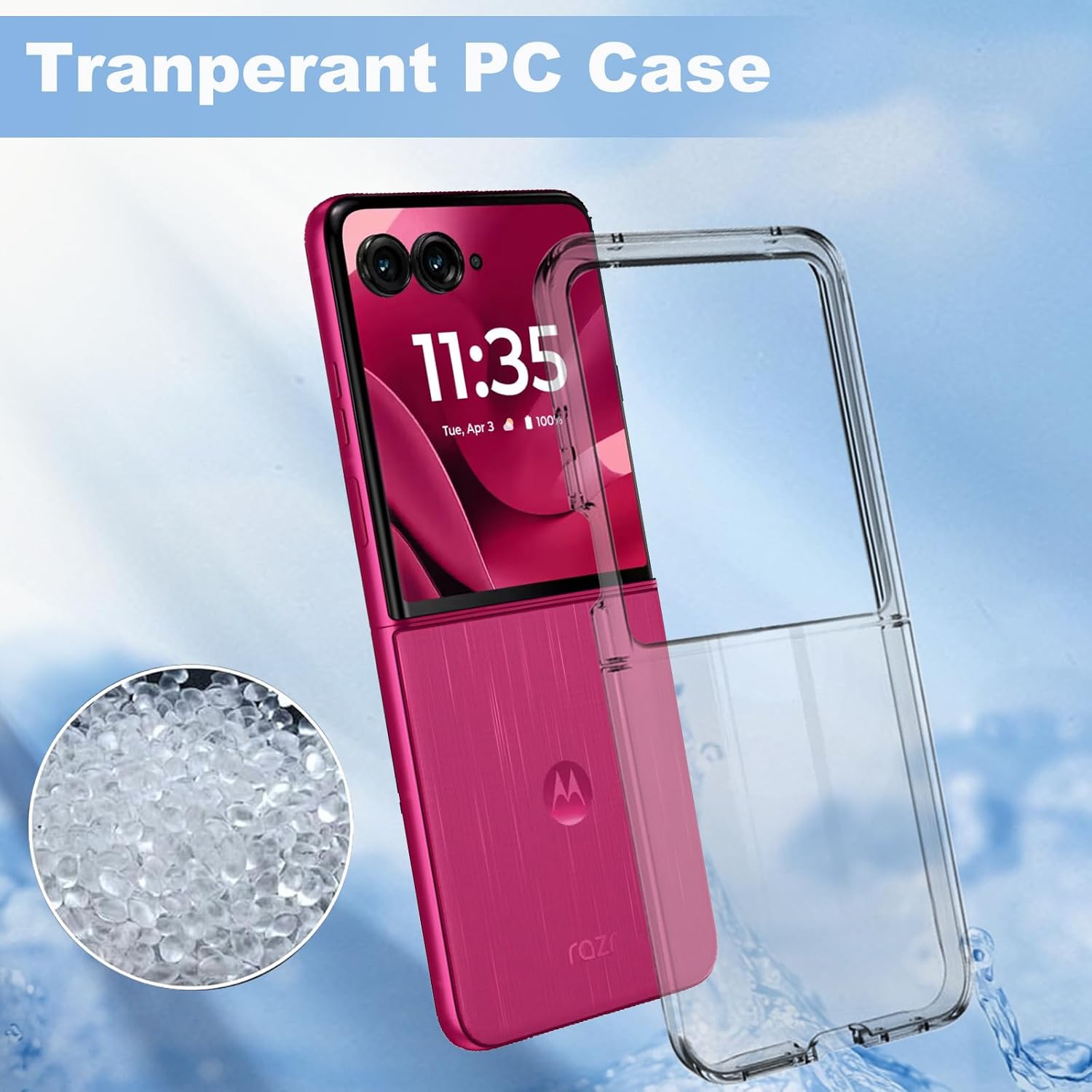 [CS] Thin Hard PC TPU Back Cover Case for Motorola Moto Razr Ultra 2025, Clear