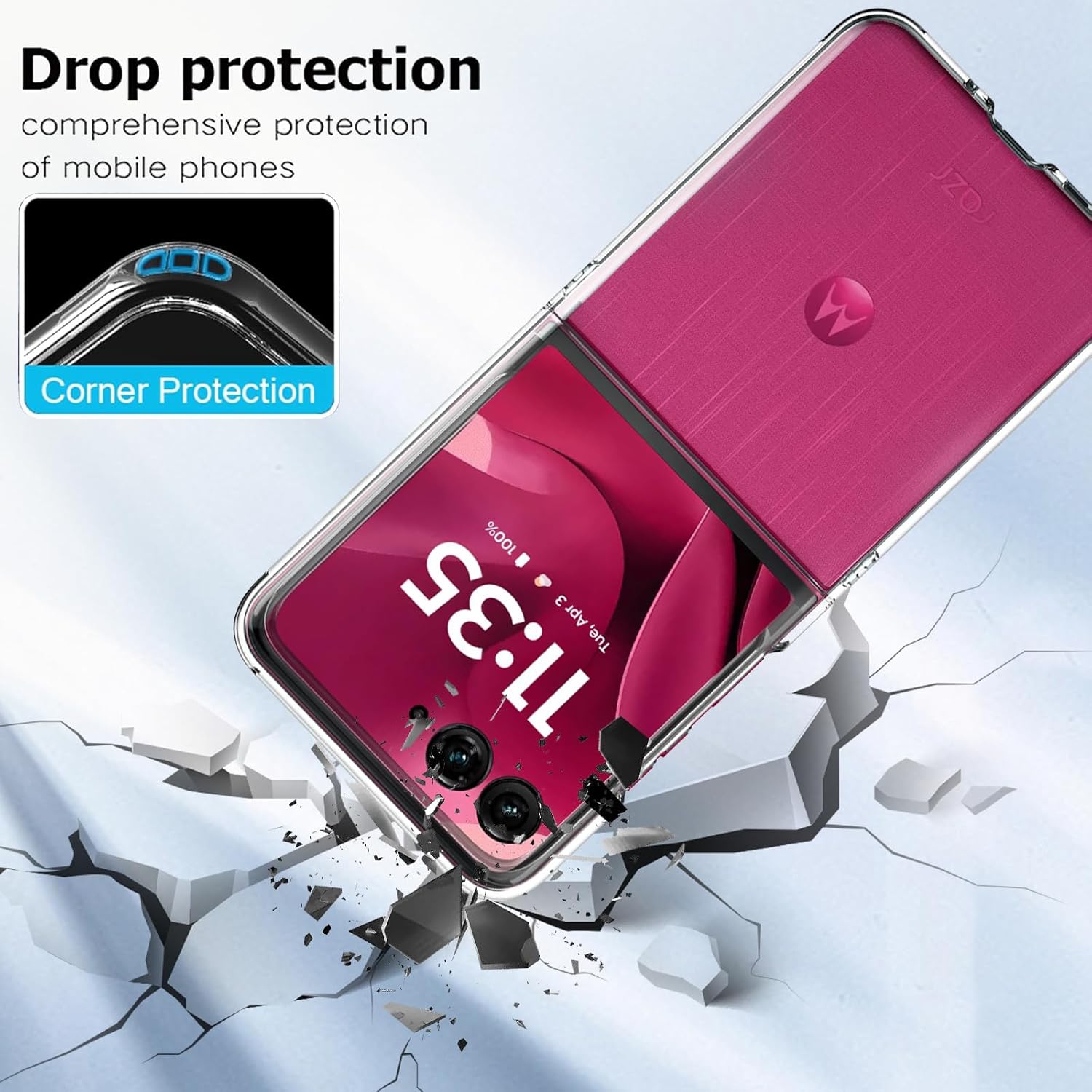 [CS] Thin Hard PC TPU Back Cover Case for Motorola Moto Razr Ultra 2025, Clear