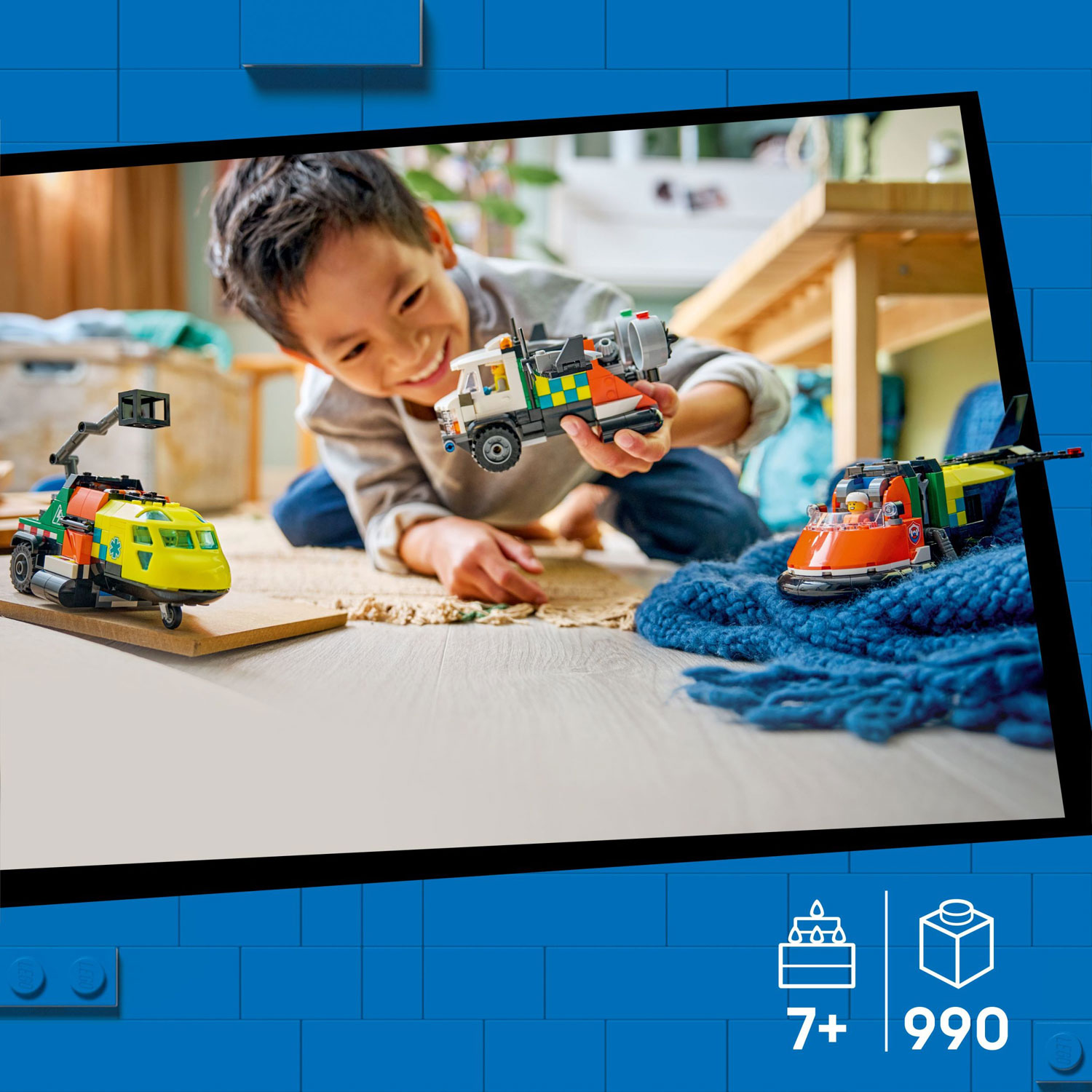 LEGO City Great Vehicles : Avion, camion d'assistance et aéroglisseur à combiner - 990 pièces