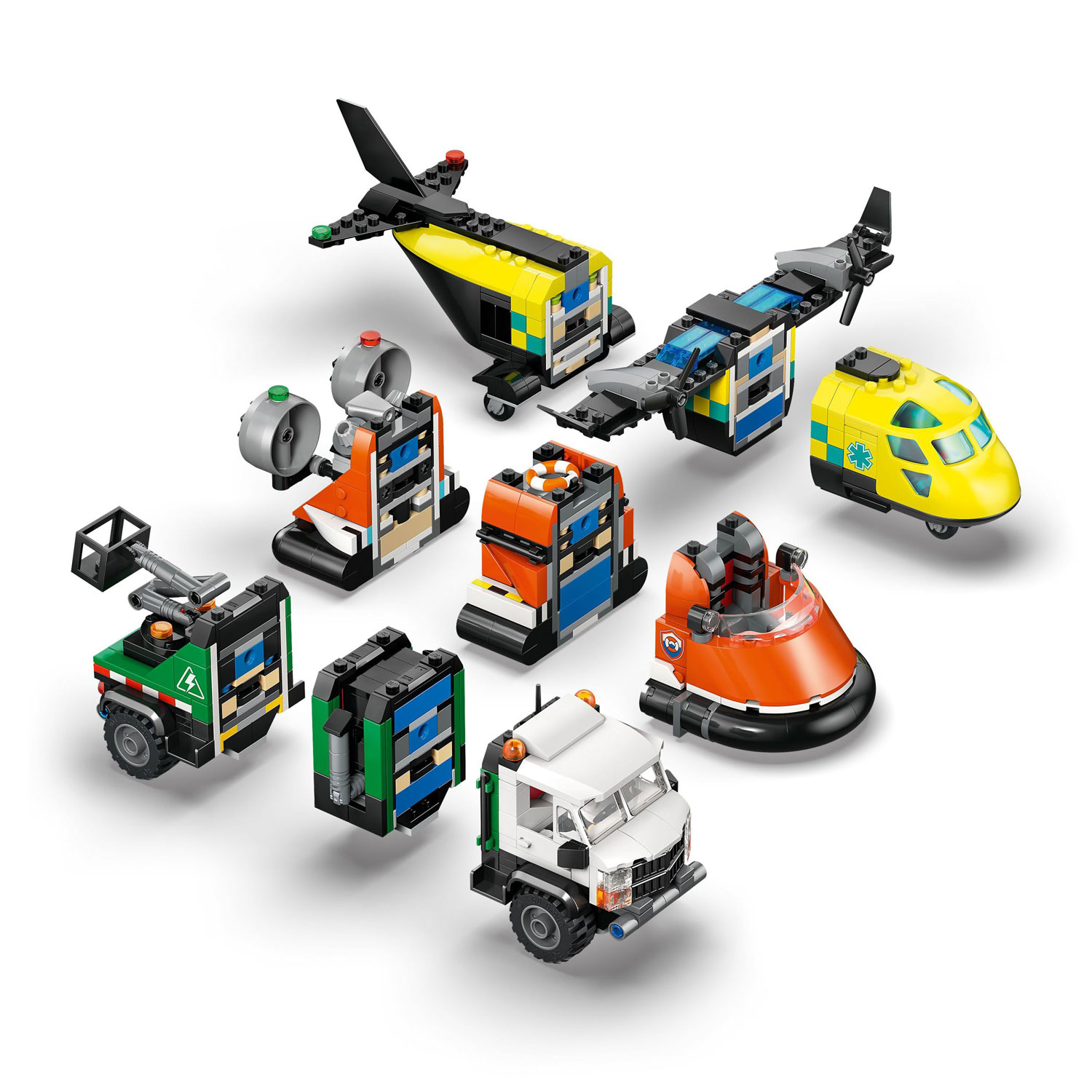 LEGO City Great Vehicles : Avion, camion d'assistance et aéroglisseur à combiner - 990 pièces