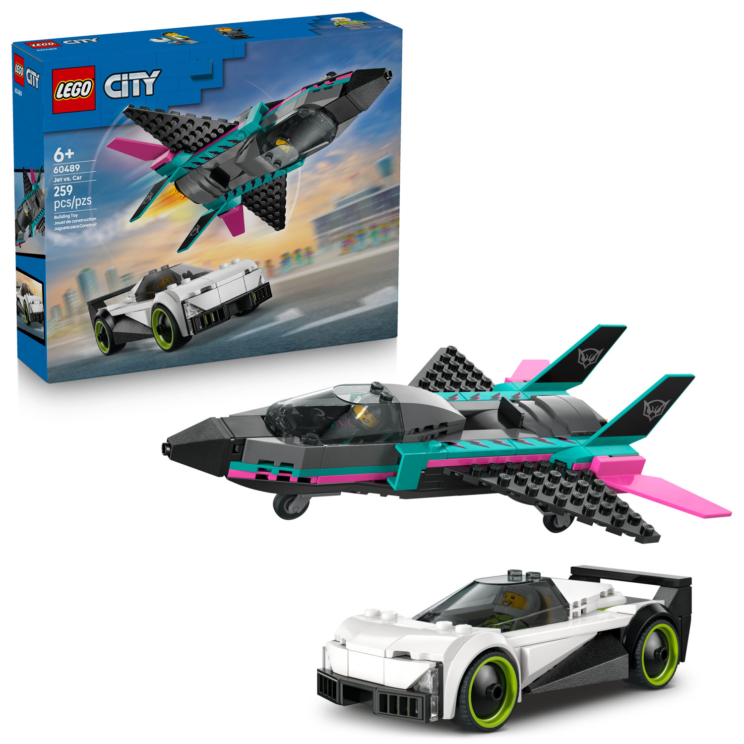 LEGO City Great Vehicles : L'avion à réaction contre la voiture - 259 pièces