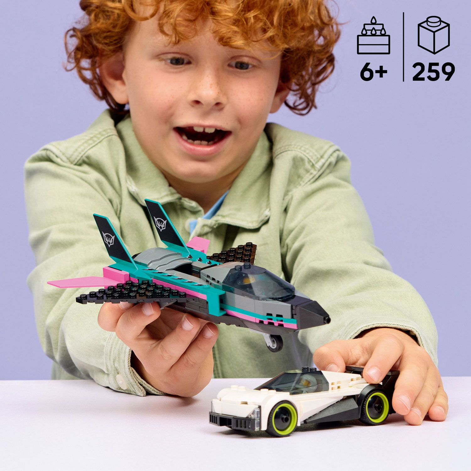 LEGO City Great Vehicles : L'avion à réaction contre la voiture - 259 pièces