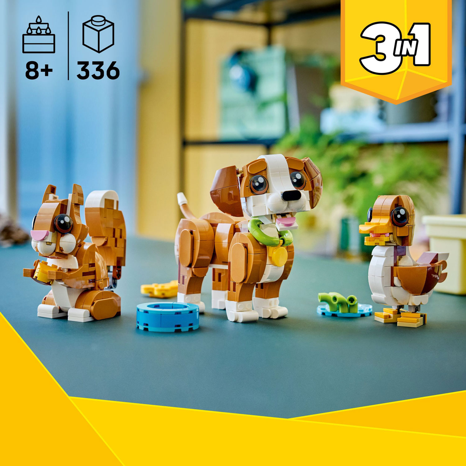 LEGO Creator : 3 en 1 : Les animaux mignons : le chiot joueur - 336 pièces