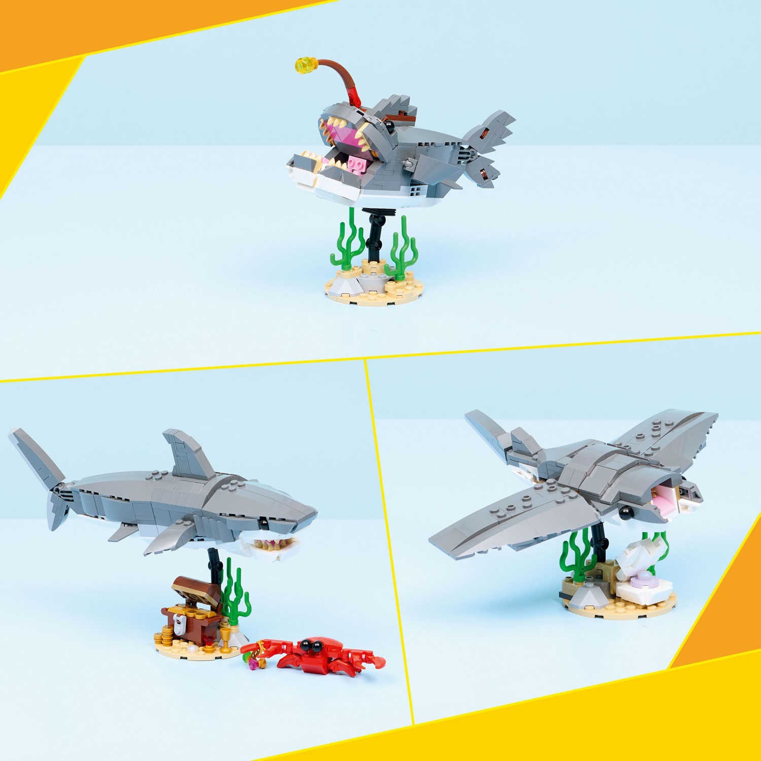 LEGO Creator : trois-en-un Le requin féroce et le coffre au trésor - 379 pièces