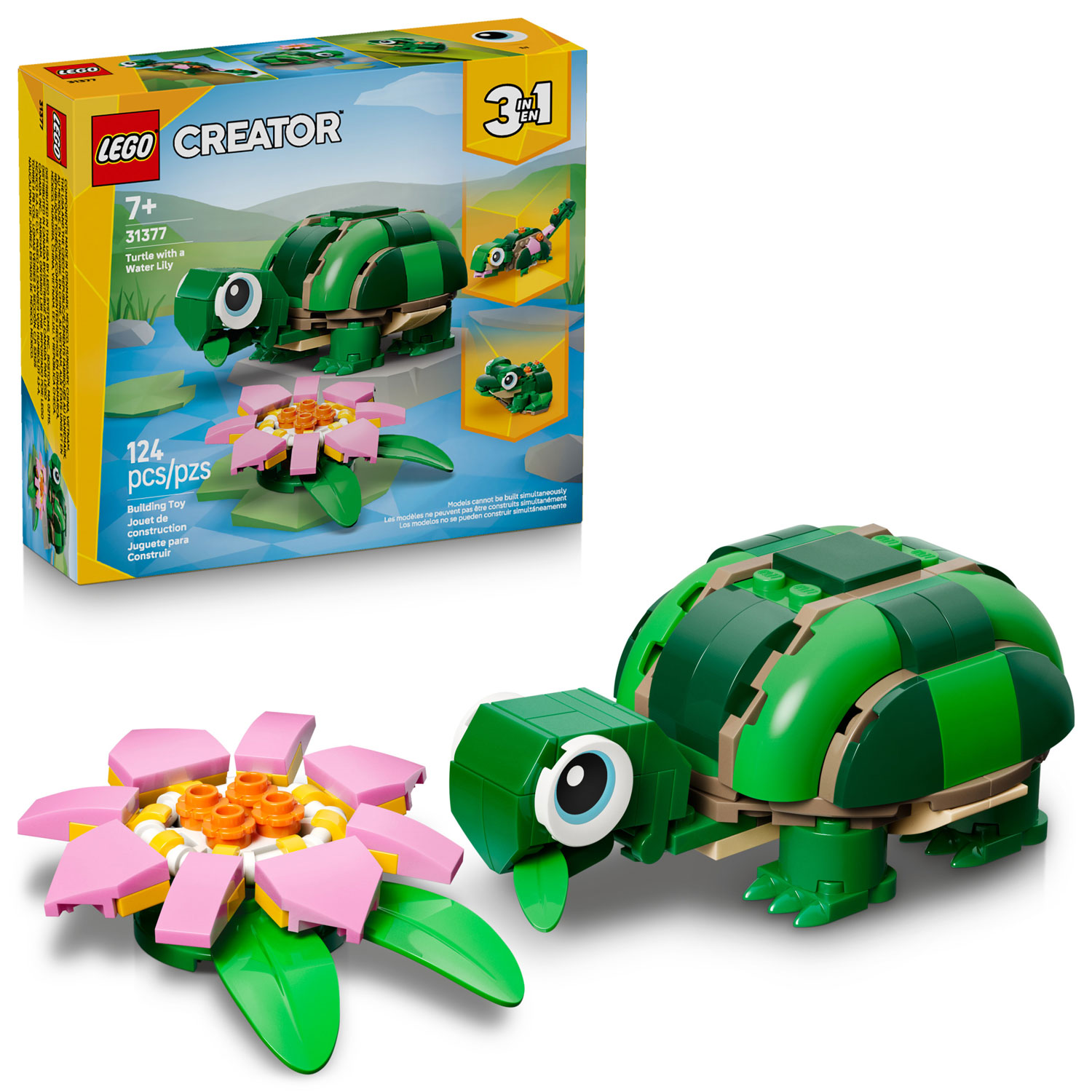 LEGO Creator: 3 in 1 Turtle with a Water Lily Flower - 124 Pieces
