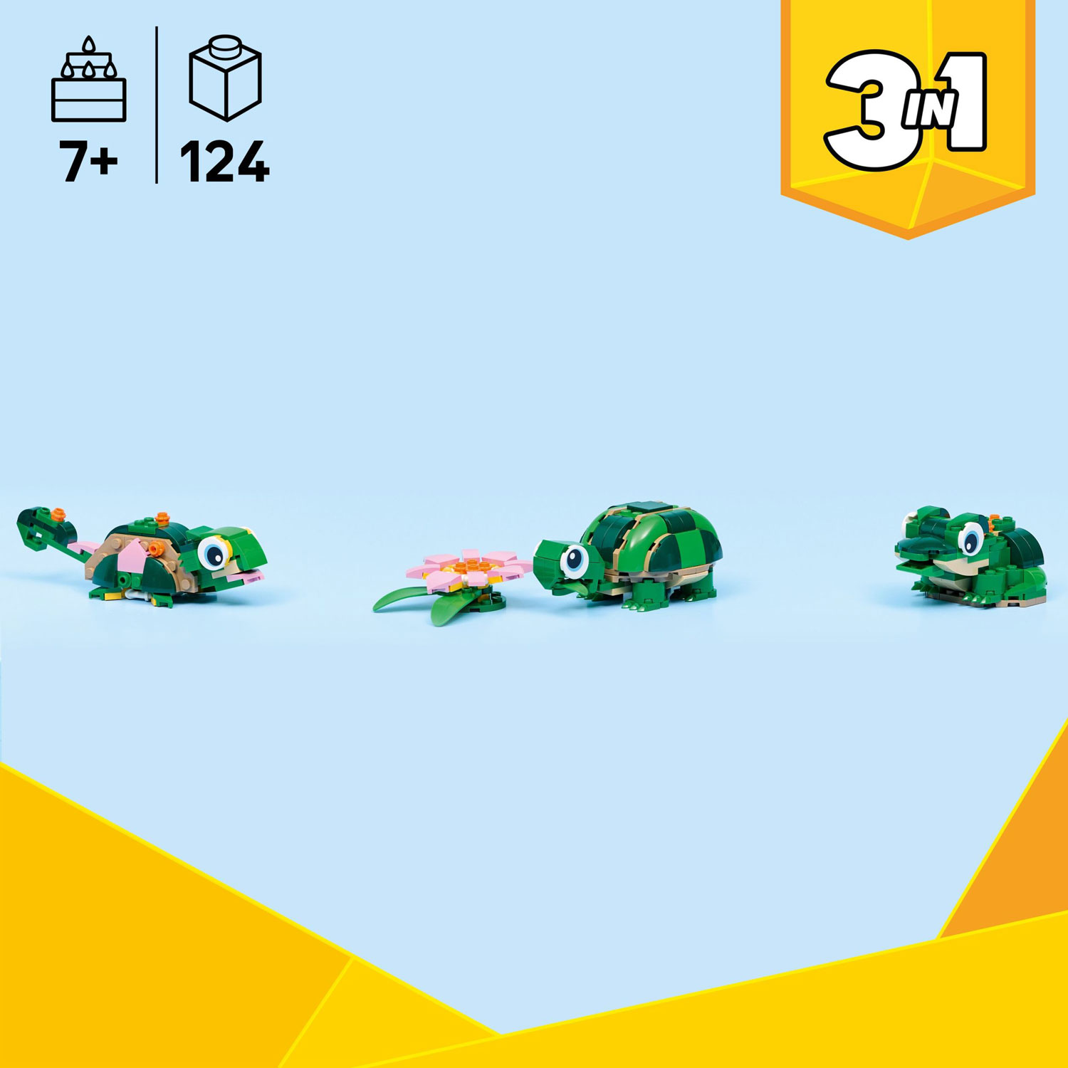 LEGO Creator: 3 in 1 Turtle with a Water Lily Flower - 124 Pieces