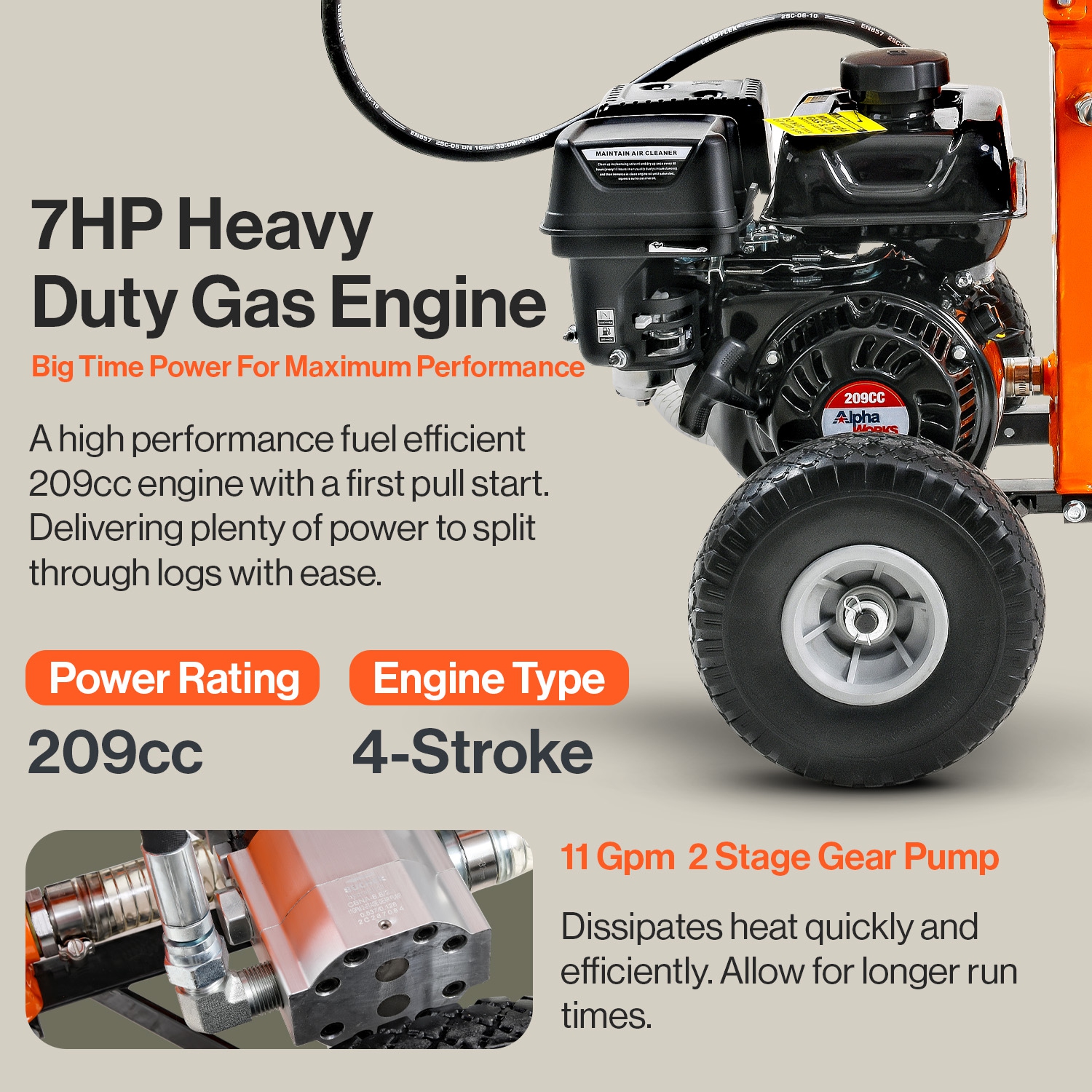 SuperHandy Gas-Powered Log Splitter