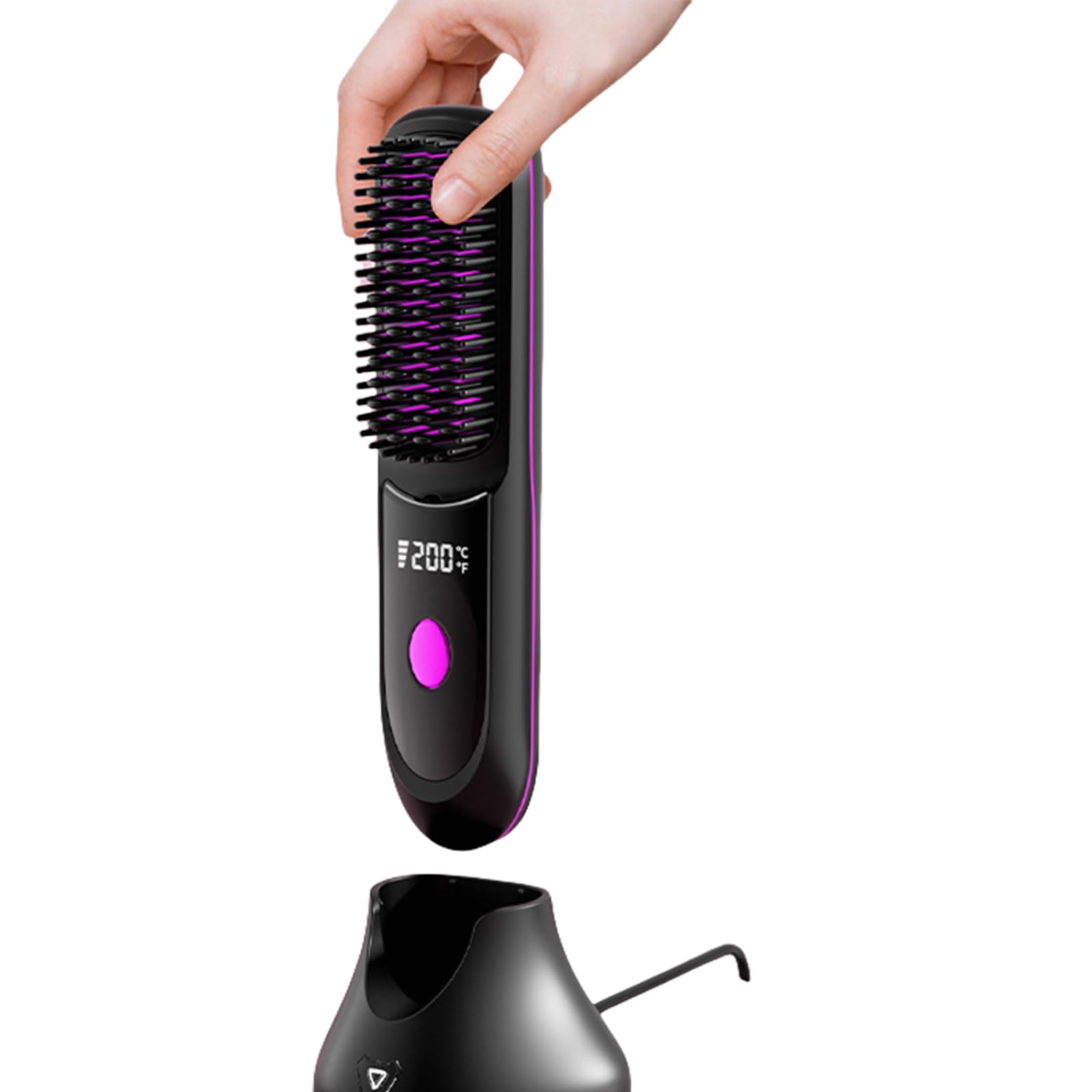 Hair Straightening Brush Cordless Hair Straightening Brush Heated Fast Electric Brush Multifunctional Hot Comb Hair with Charging Base