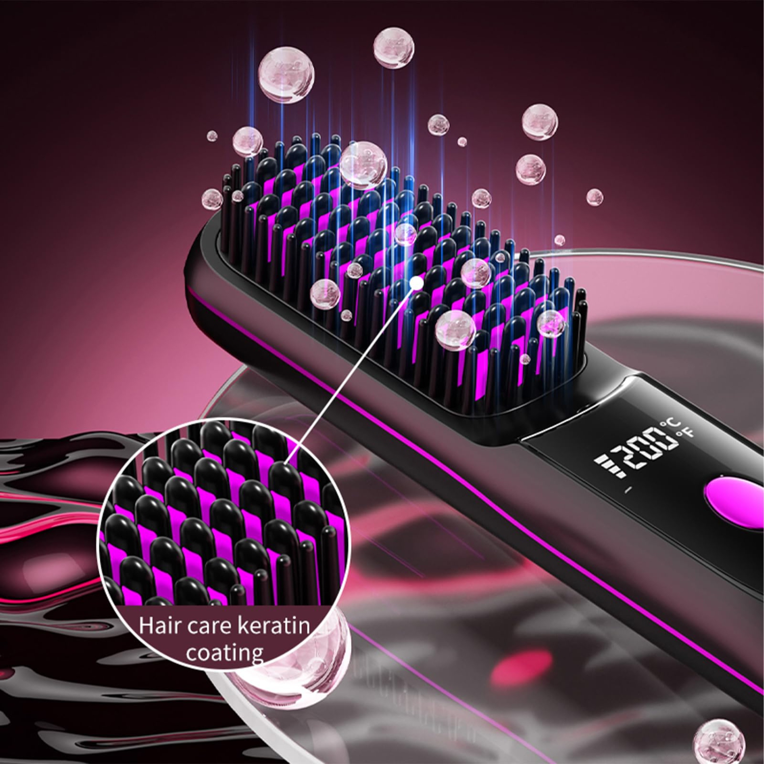 Hair Straightening Brush Cordless Hair Straightening Brush Heated Fast Electric Brush Multifunctional Hot Comb Hair with Charging Base