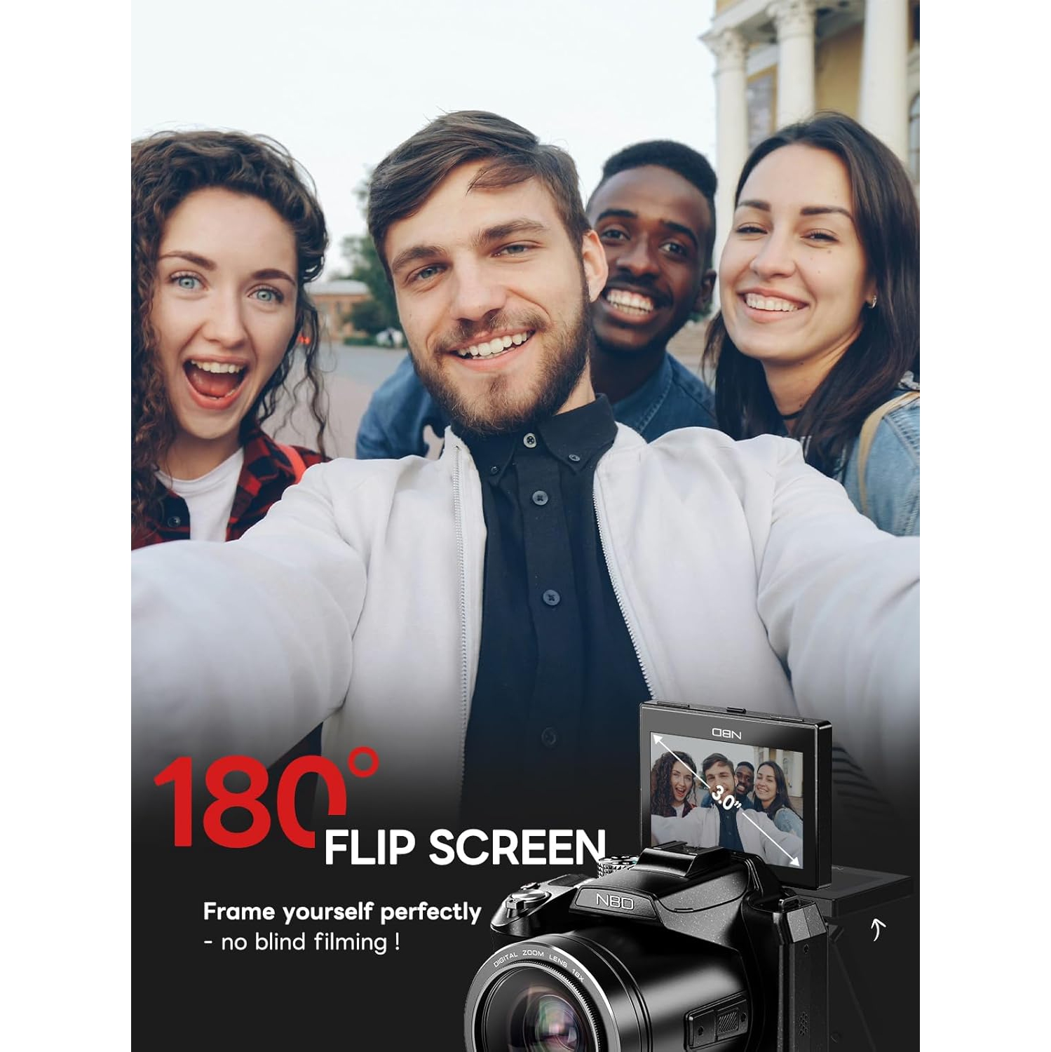 64MP 5K Professional Cameras for Photography - WiFi, Autofocus 16X Zoom, 3” 180° Flip Screen, Anti-Shake with 32G Card 2 Batteries, Digital Camera
