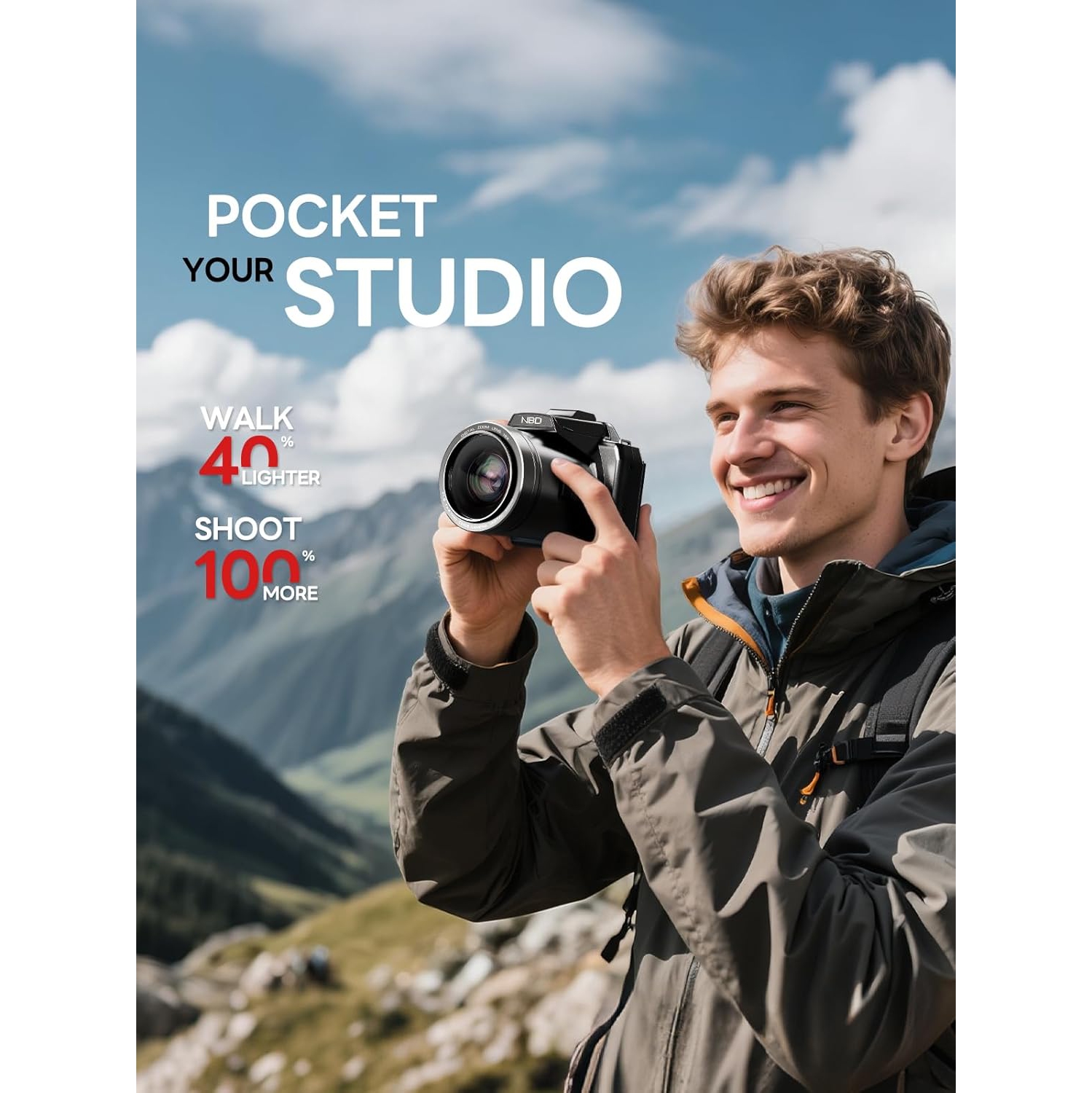 64MP 5K Professional Cameras for Photography - WiFi, Autofocus 16X Zoom, 3” 180° Flip Screen, Anti-Shake with 32G Card 2 Batteries, Digital Camera