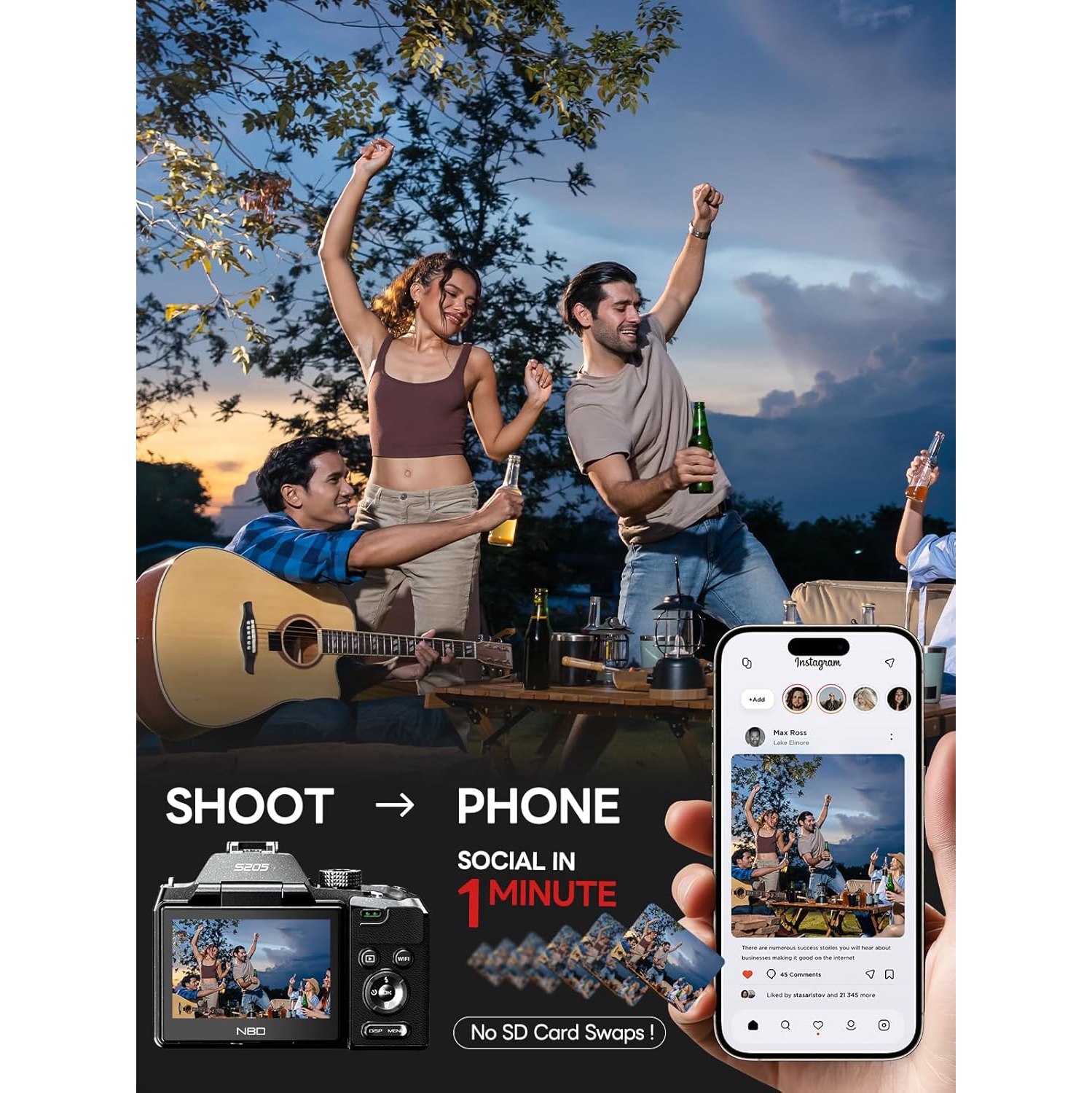 64MP 5K Professional Cameras for Photography - WiFi, Autofocus 16X Zoom, 3” 180° Flip Screen, Anti-Shake with 32G Card 2 Batteries, Digital Camera