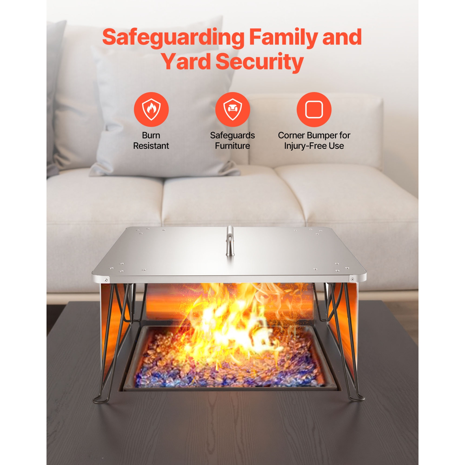 Déflecteur de chaleur pour foyer de 25 x 25,4 x 14,6&nbsp;po de VEVOR, housse de brûleur carré pour l'extérieur, feu de bois en acier inoxydable, feu