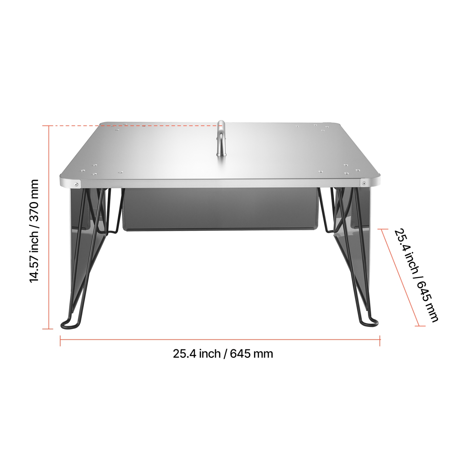 Déflecteur de chaleur pour foyer de 25 x 25,4 x 14,6&nbsp;po de VEVOR, housse de brûleur carré pour l'extérieur, feu de bois en acier inoxydable, feu