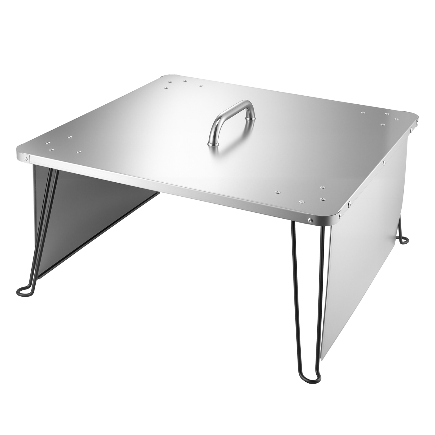 Déflecteur de chaleur pour foyer de 25 x 25,4 x 14,6&nbsp;po de VEVOR, housse de brûleur carré pour l'extérieur, feu de bois en acier inoxydable, feu