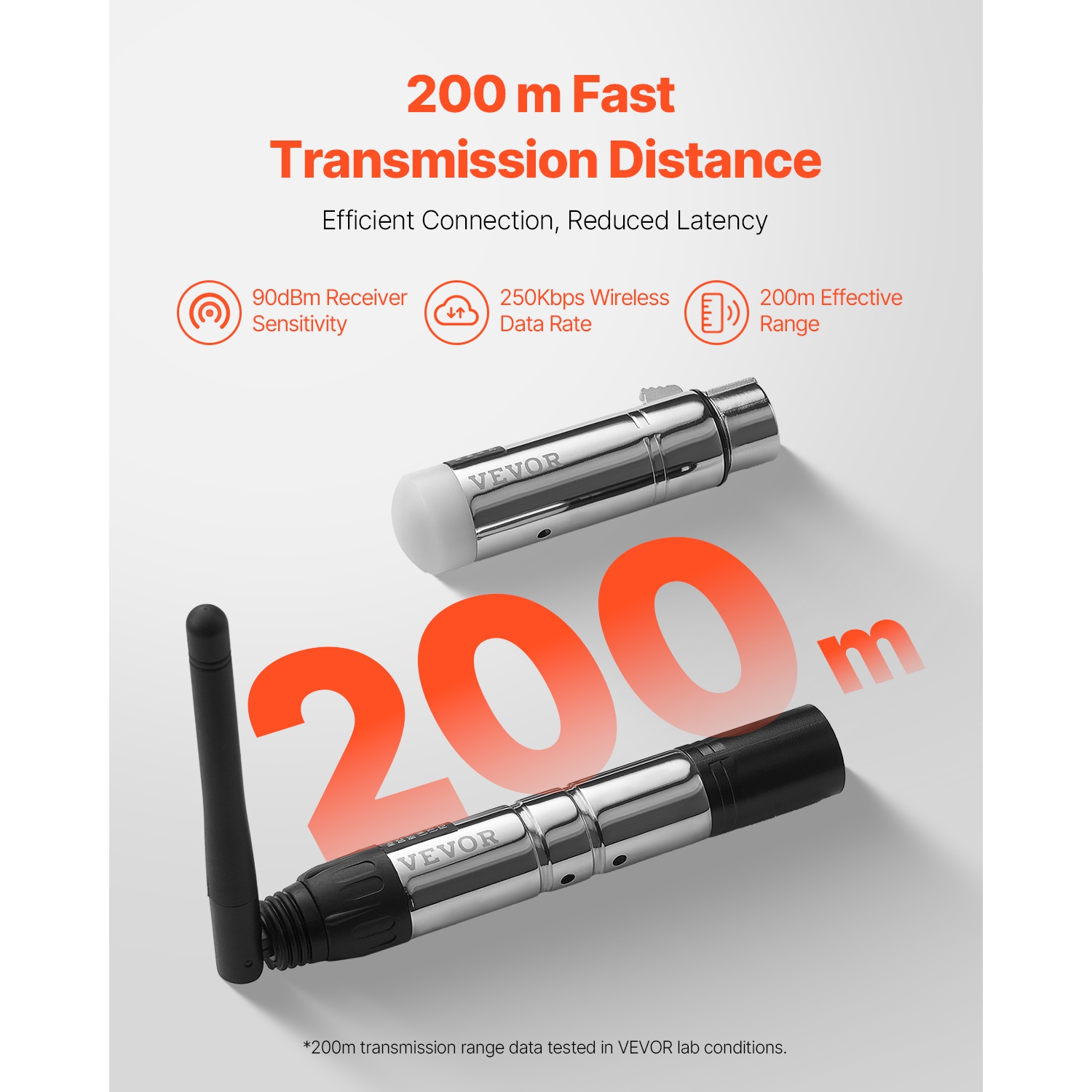 VEVOR 2.4G ISM Band DMX Wireless Receiver, 3 Receivers & 1 Transmitter, 656 ft Transmission Range, with Bag and Adapter, Wireless Stage Lighting