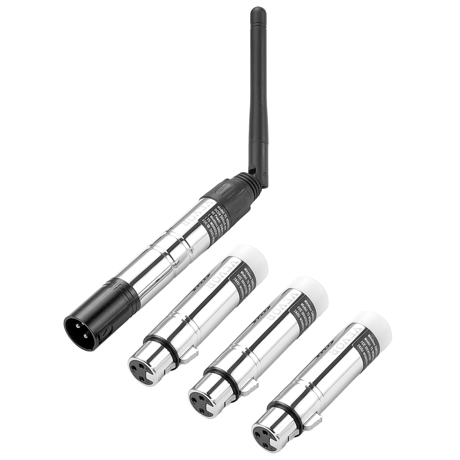 VEVOR 2.4G ISM Band DMX Wireless Receiver, 3 Receivers & 1 Transmitter, 656 ft Transmission Range, with Bag and Adapter, Wireless Stage Lighting