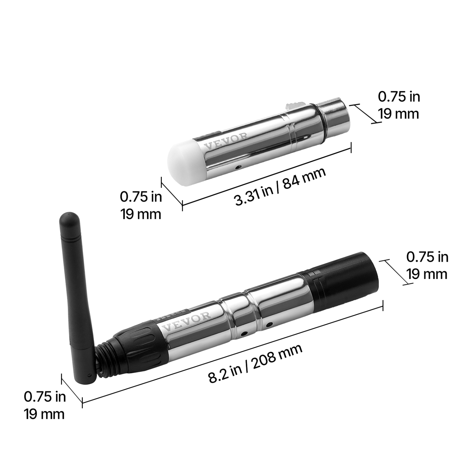 VEVOR 2.4G ISM Band DMX Wireless Receiver, 7 Receivers & 1 Transmitter, 656 ft Transmission Range, with Bag and Adapter, Wireless Stage Lighting