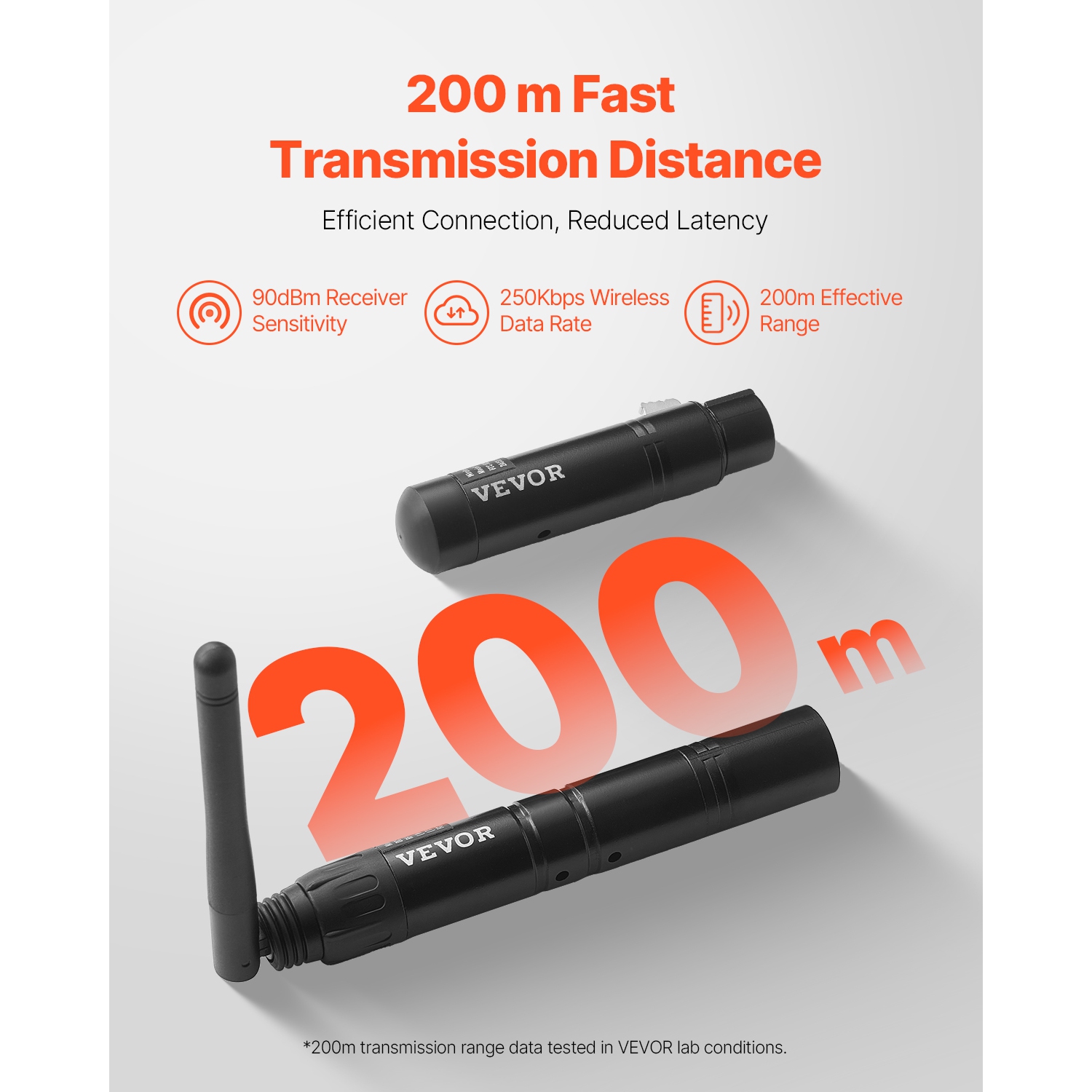 Récepteur sans fil DMX à bande ISM 2,4 GHz VEVOR, 7 récepteurs et 1 émetteur, portée de transmission 656&nbsp;pi, avec sac et adaptateur, commande