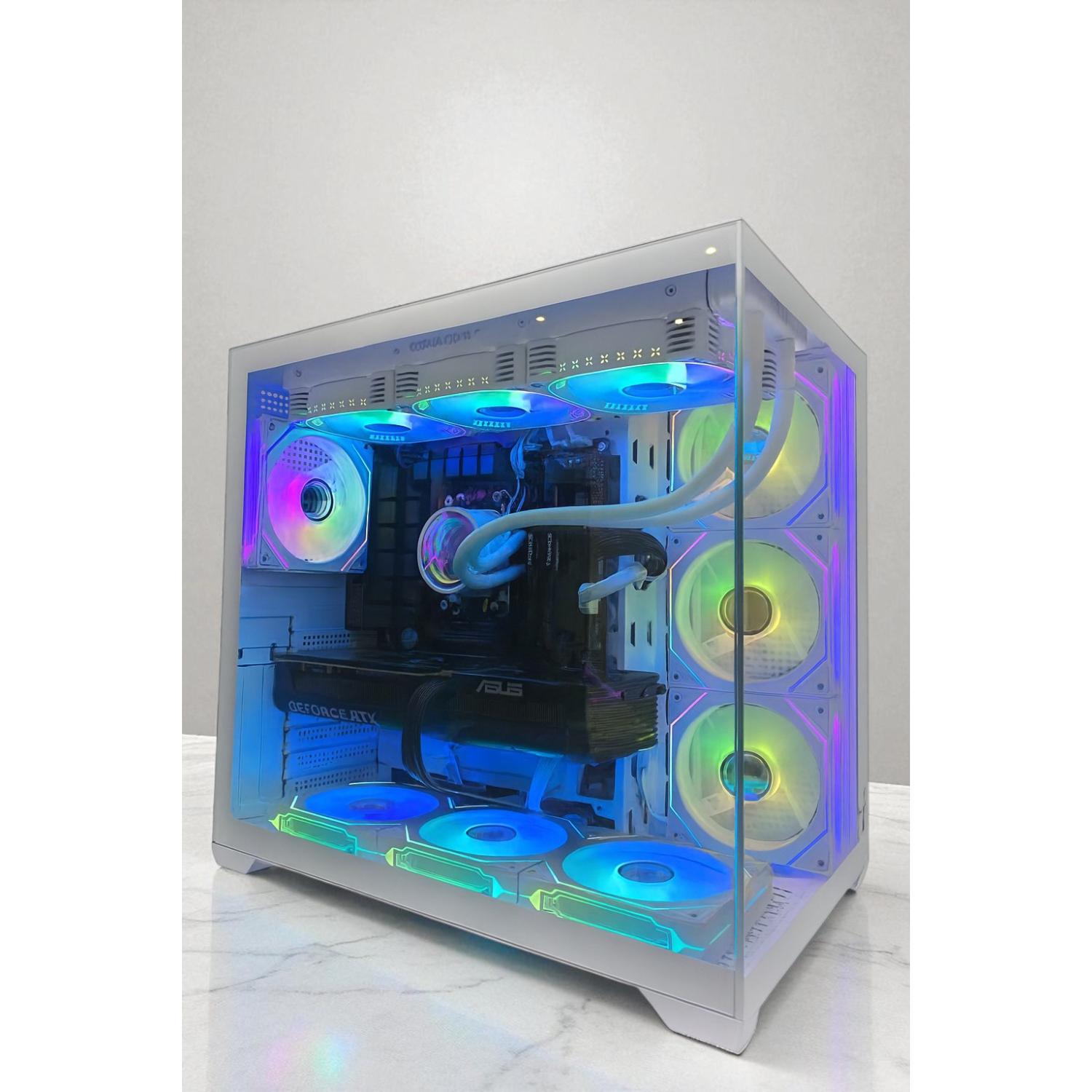 Ordinateur de jeu de PcTech - Ryzen 7 9800X3D 32G DDR5 RAM NVIDIA RTX 5080 - 1 To M.2 NVMe AMD SSD - Windows 11 Pro, blanc