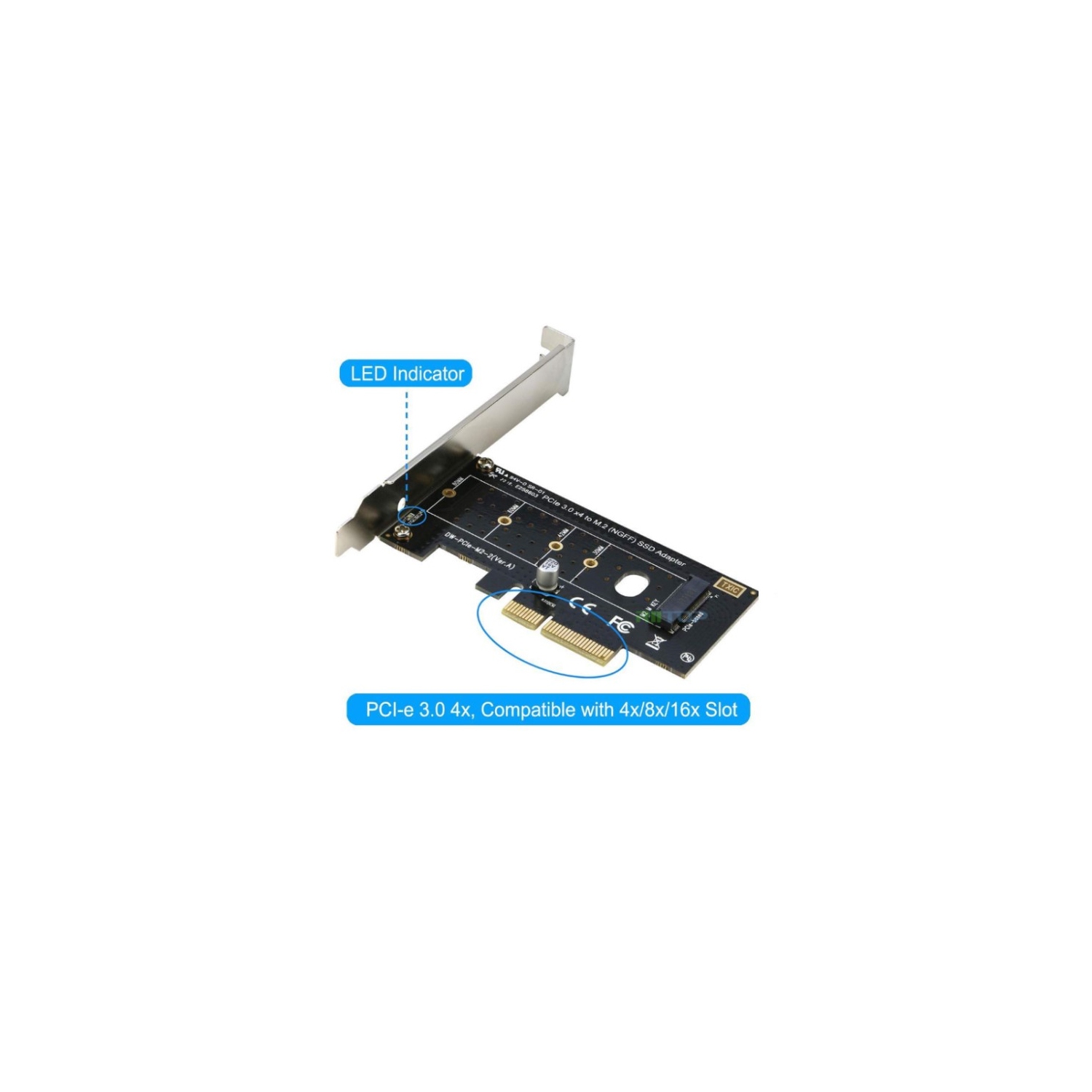 M.2 NGFF SSD to PCIE X1 Adapter M Key Interface Card