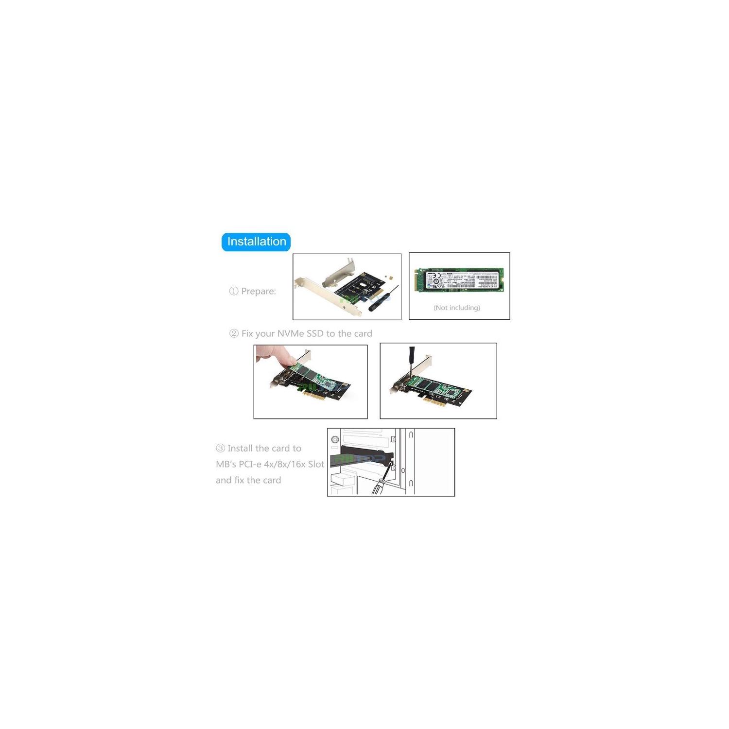 M.2 NGFF SSD to PCIE X1 Adapter M Key Interface Card