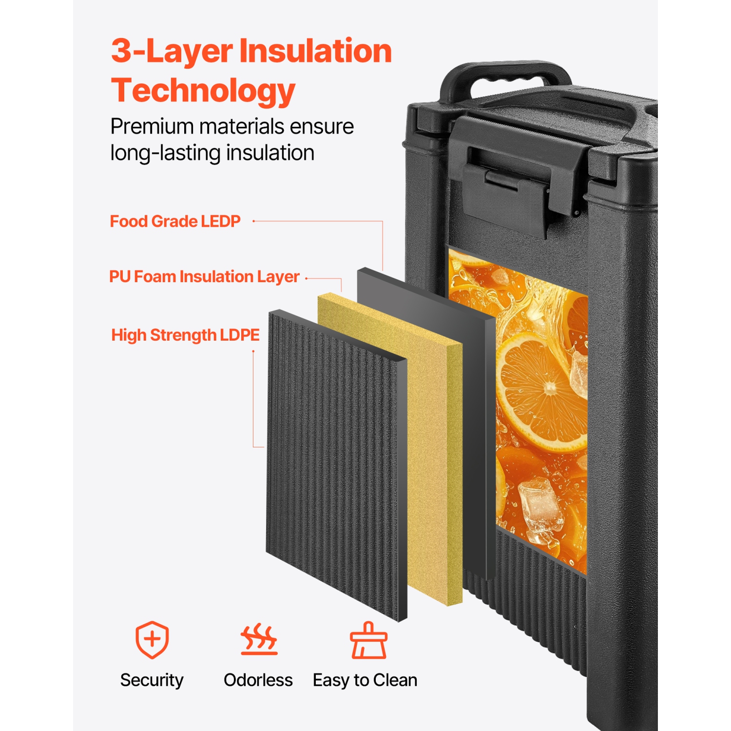 VEVOR 5 Gal/19L Insulated Beverage Dispenser,Hot and Cold Beverage Server with Spigot & Handle, Food-Grade Thermal Drink Dispenser Cooler for Tea