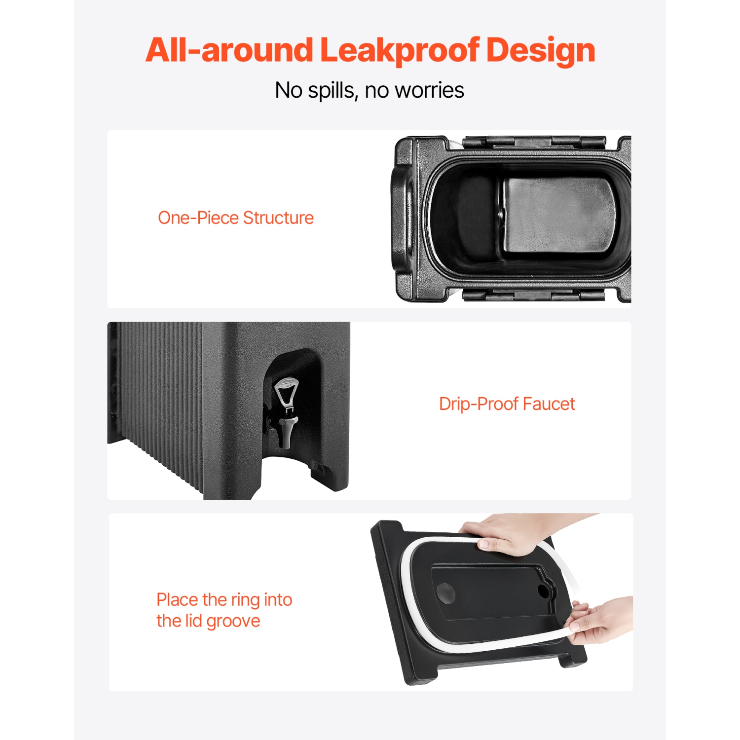 VEVOR 5 Gal/19L Insulated Beverage Dispenser,Hot and Cold Beverage Server with Spigot & Handle, Food-Grade Thermal Drink Dispenser Cooler for Tea