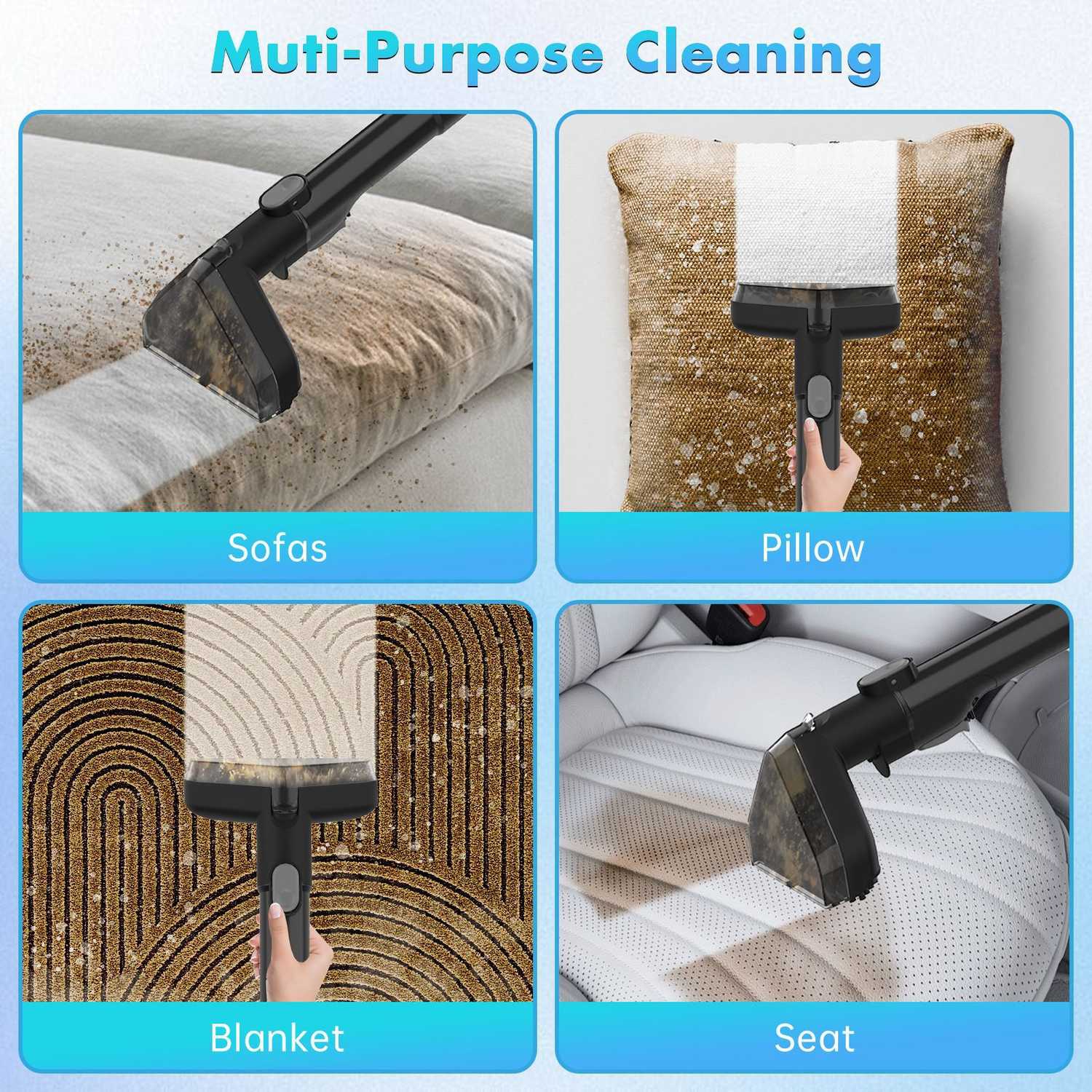 Carpet Cleaner 17Kpa Large Suction Portable Indoor Cleaner Spray Vacuum Cleaner Suitable for Sofa, Carpet, and Mattress